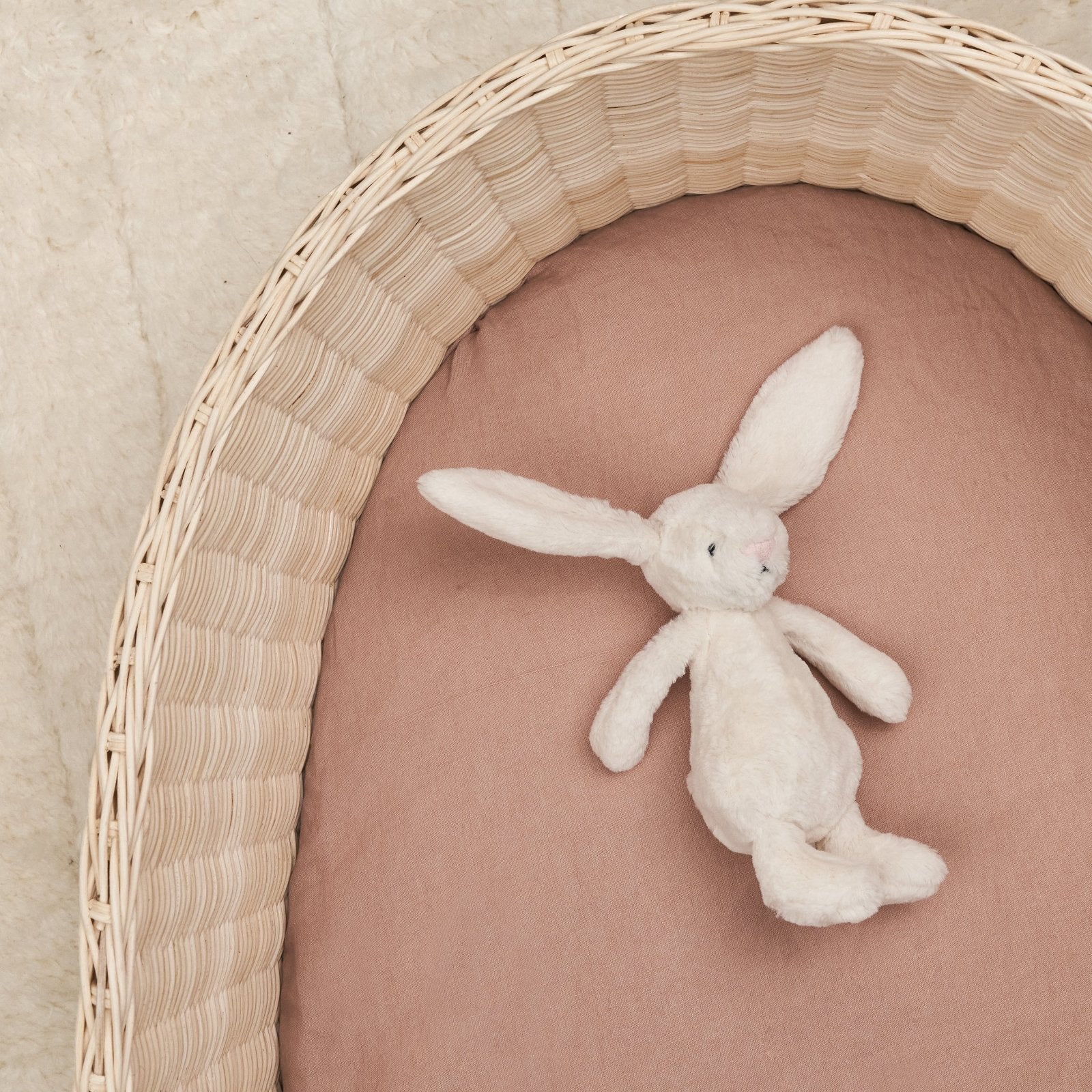 French Flax Linen Bassinet Sheet in Clay - Image 3