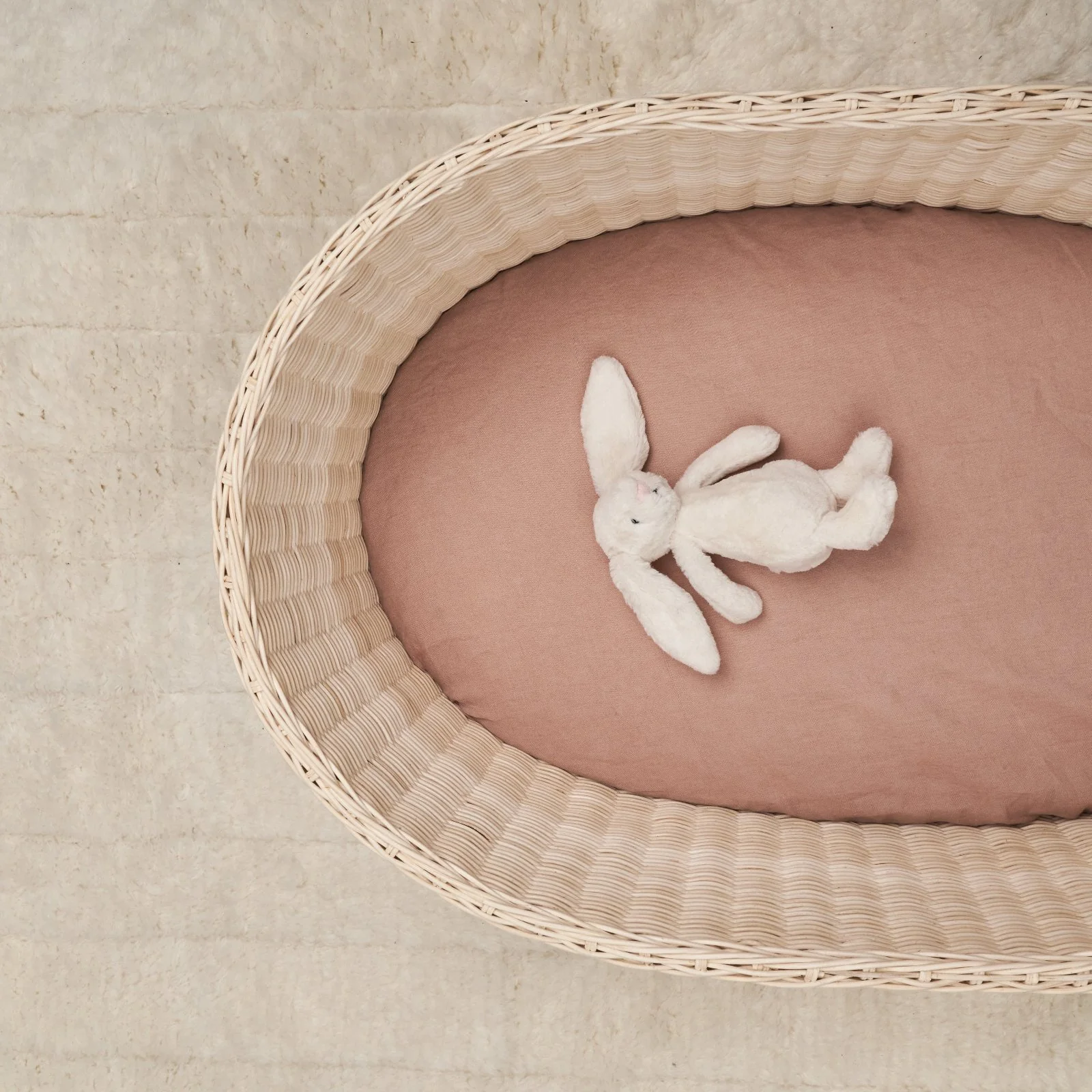 French Flax Linen Bassinet Sheet in Clay - Image 4