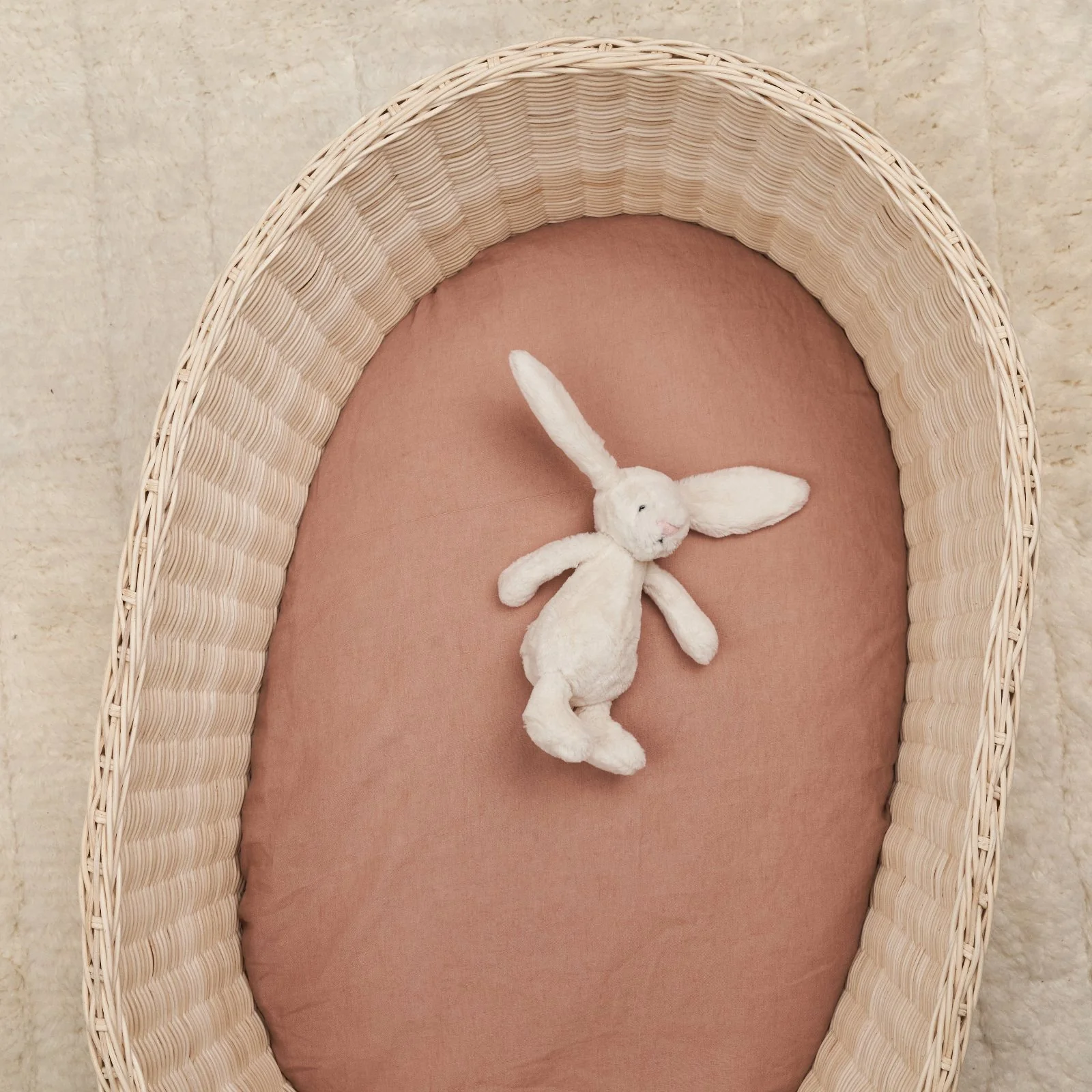 French Flax Linen Bassinet Sheet in Clay - Image 5