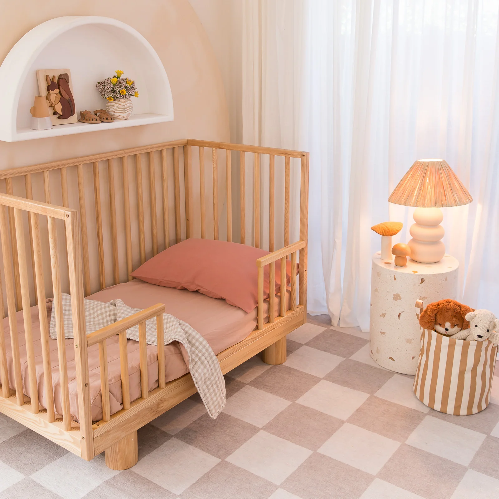 French Flax Linen Cot Sheet in Clay - Image 6