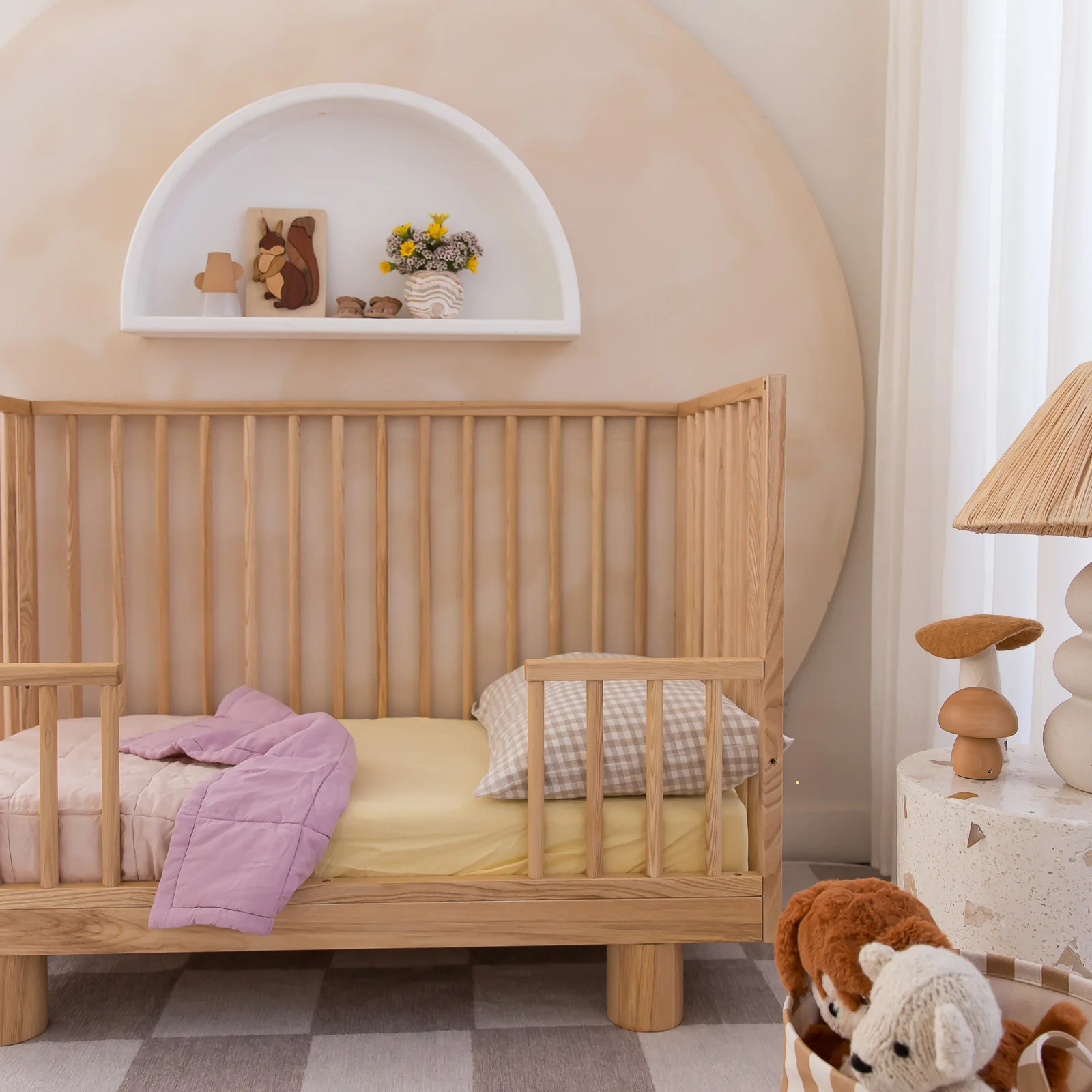 French Flax Linen Cot Quilt/Play Mat in Lilac/Blush - Image 10