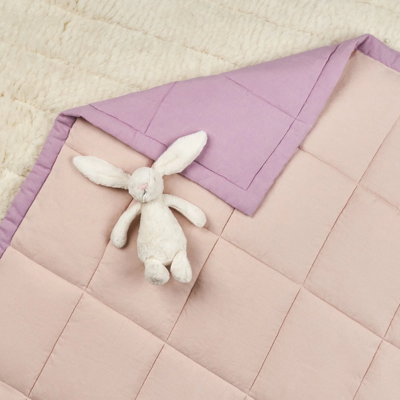 French Flax Linen Cot Quilt/Play Mat in Lilac/Blush - Image 8