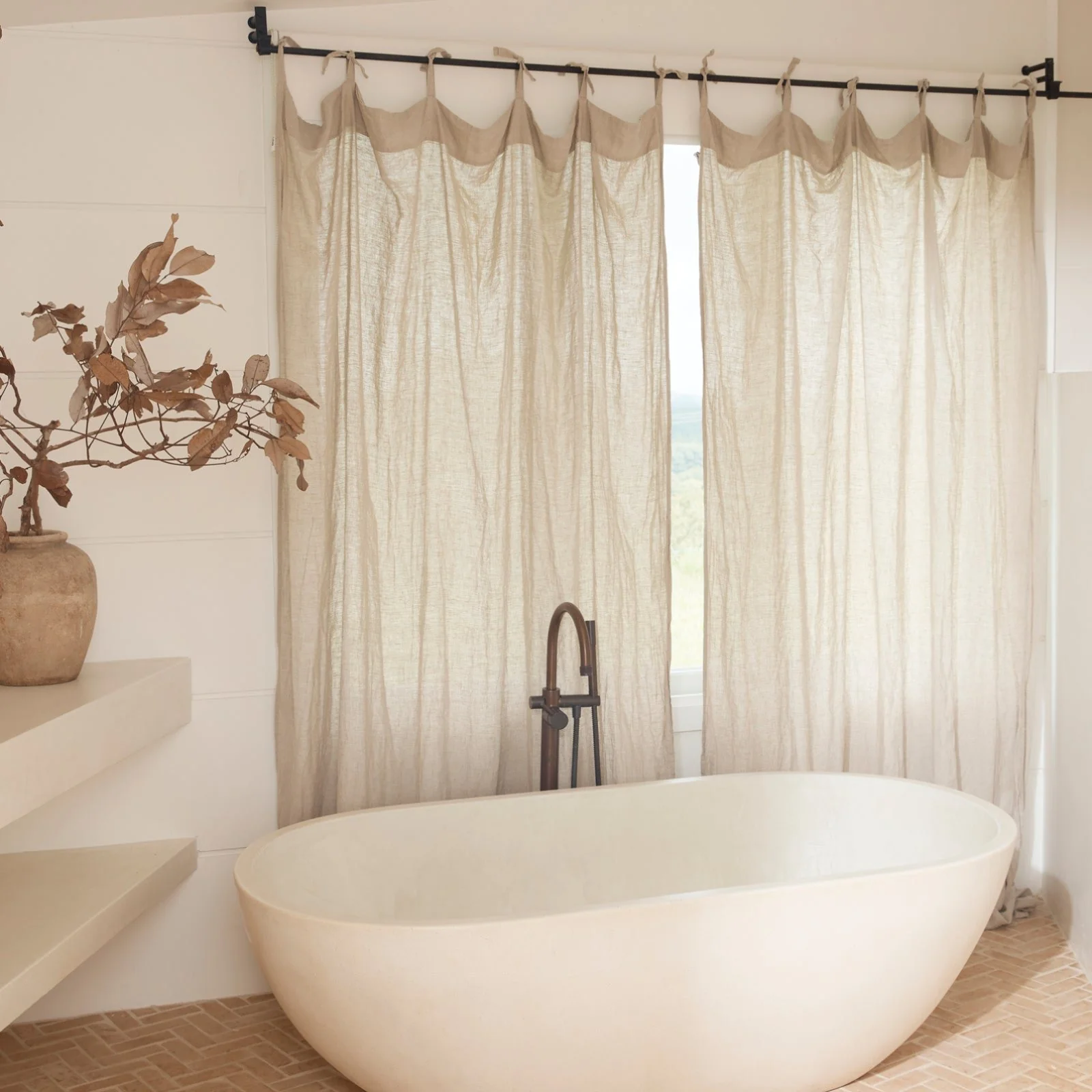 French Flax Linen Curtain Set in Natural - Image 3