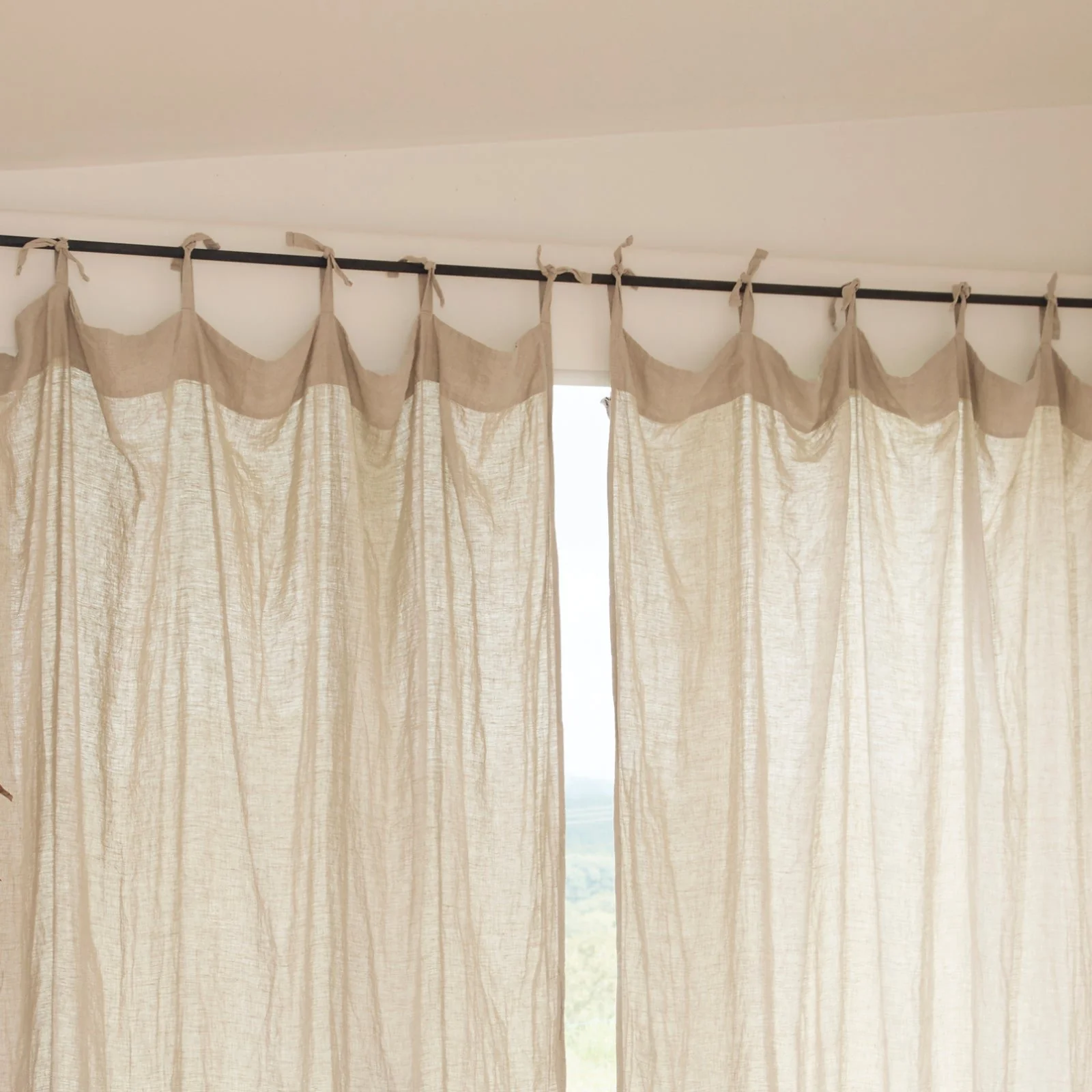 French Flax Linen Curtain Set in Natural - Image 4