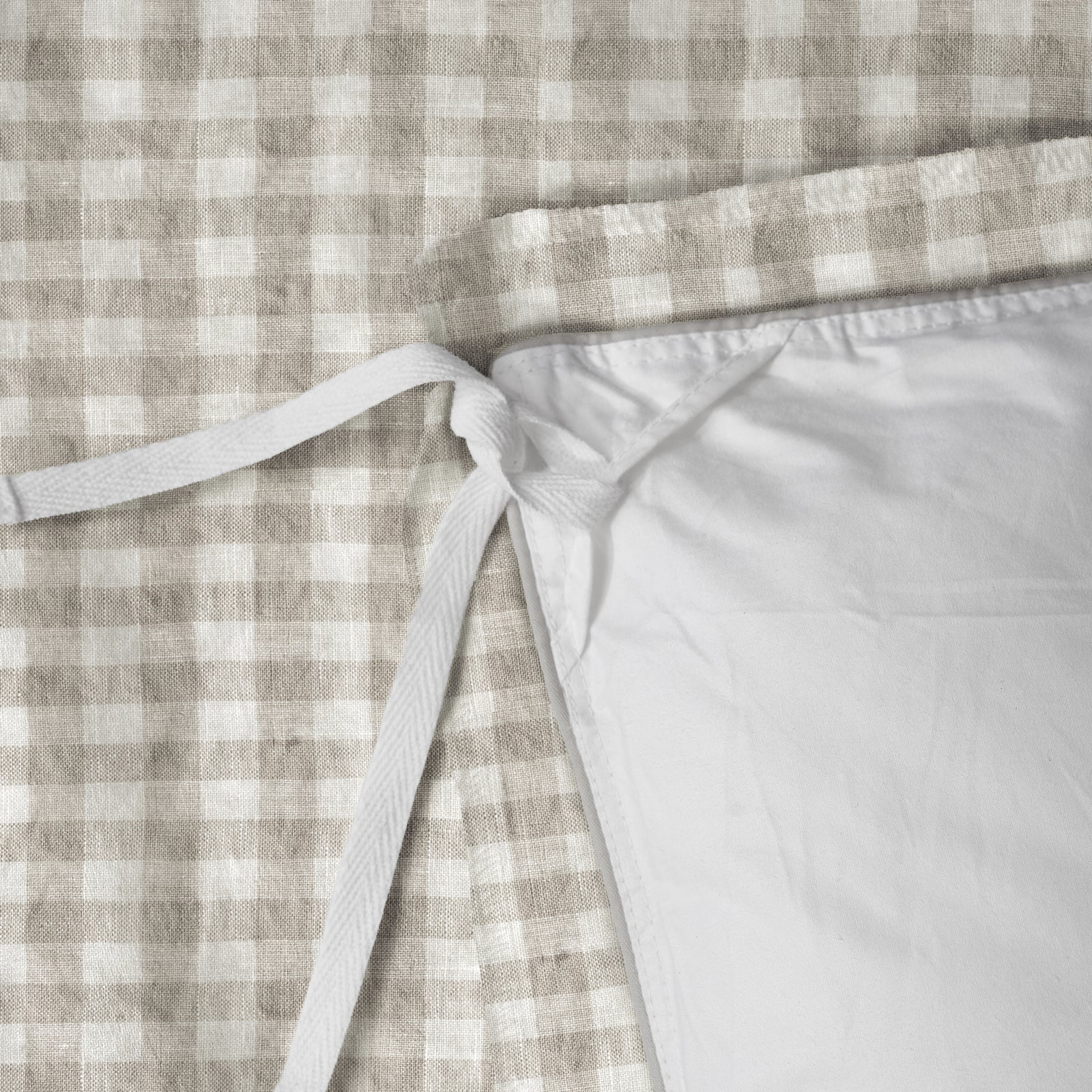 French Flax Linen Double Sided Quilt Cover in Clay/Beige Gingham - Image 15