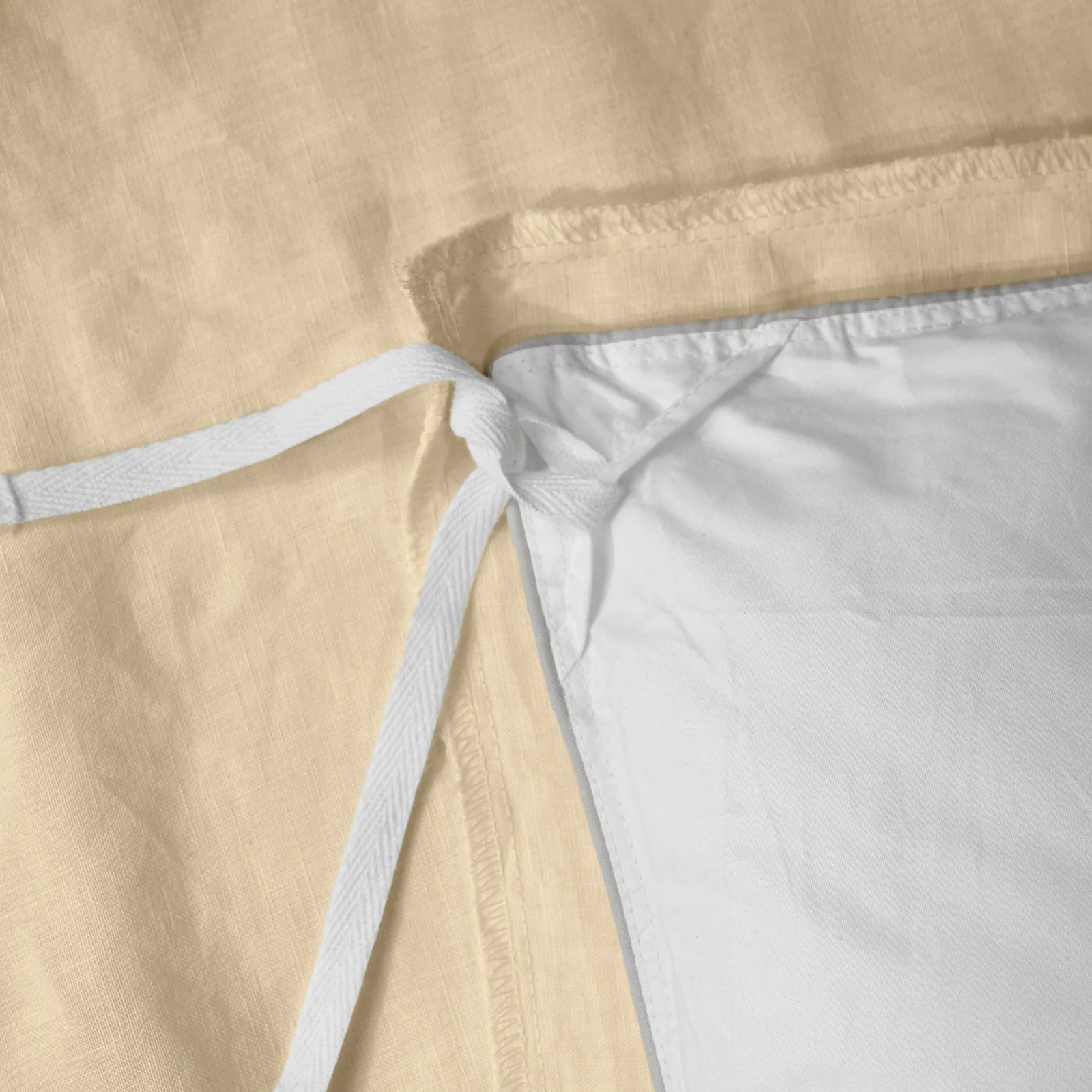 French Flax Linen Double Sided Quilt Cover in Creme/Beige Gingham - Image 14