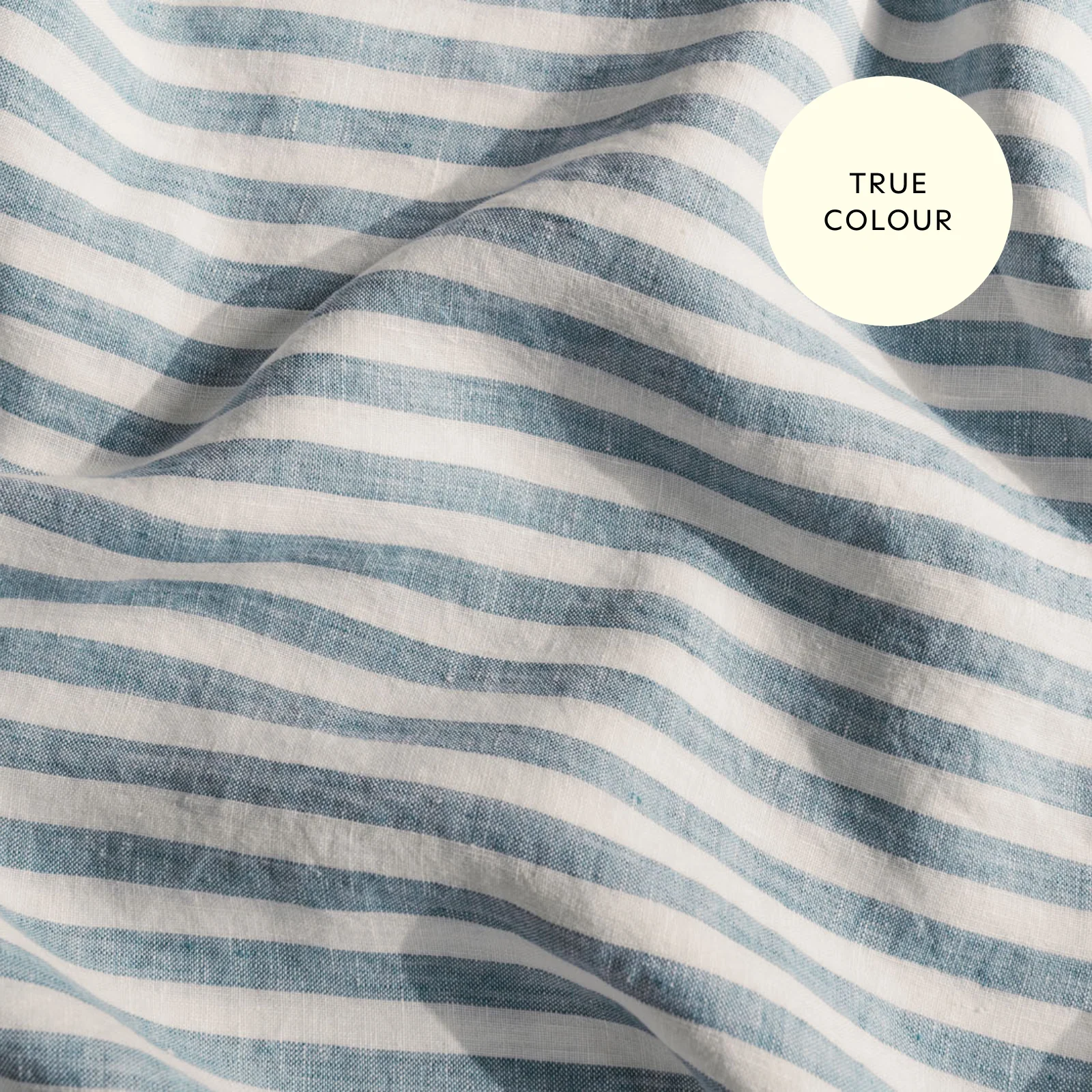 French Flax Linen Double Sided Quilt Cover in Marine Blue/Marine Blue Stripe - Image 10