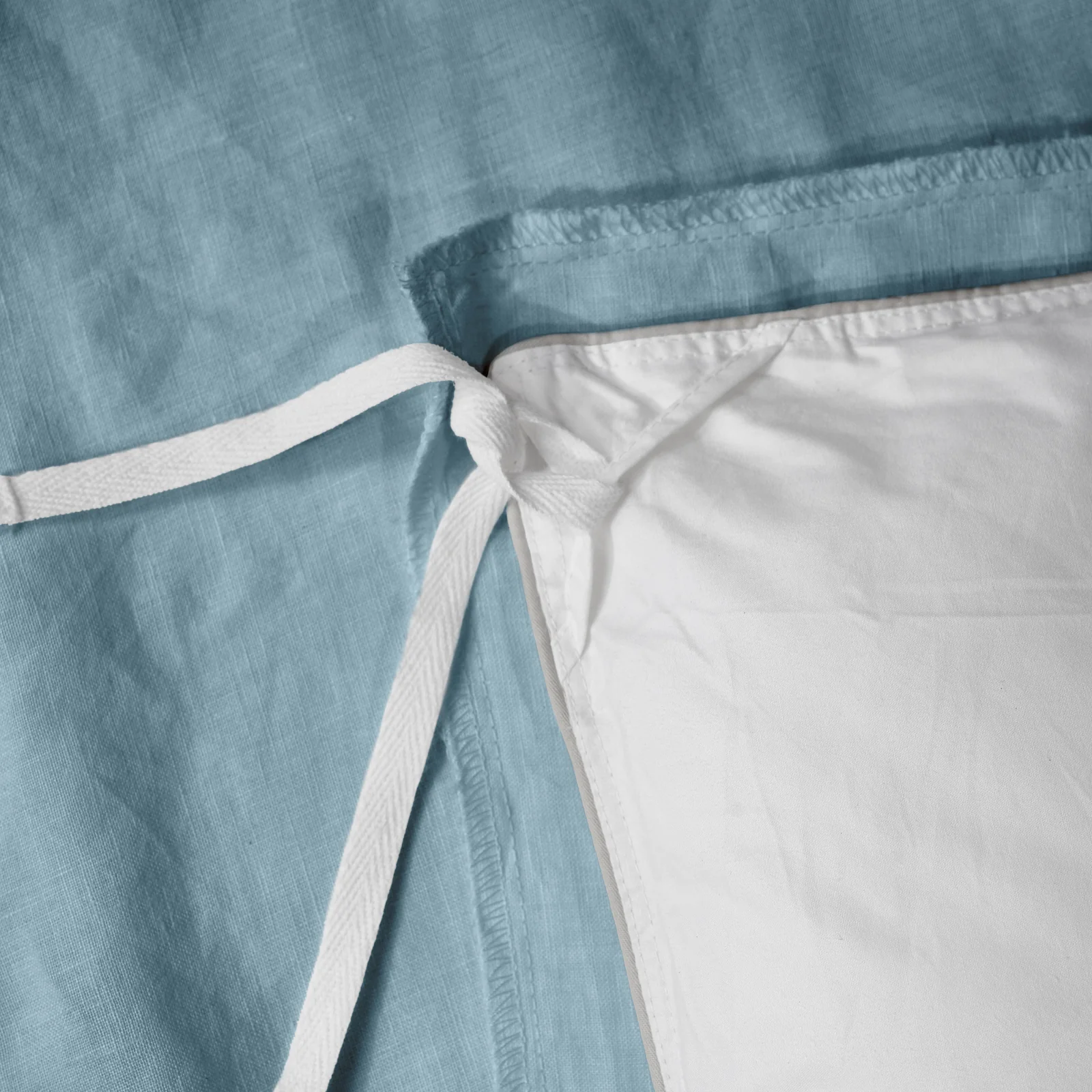 French Flax Linen Double Sided Quilt Cover in Marine Blue/Marine Blue Stripe - Image 13