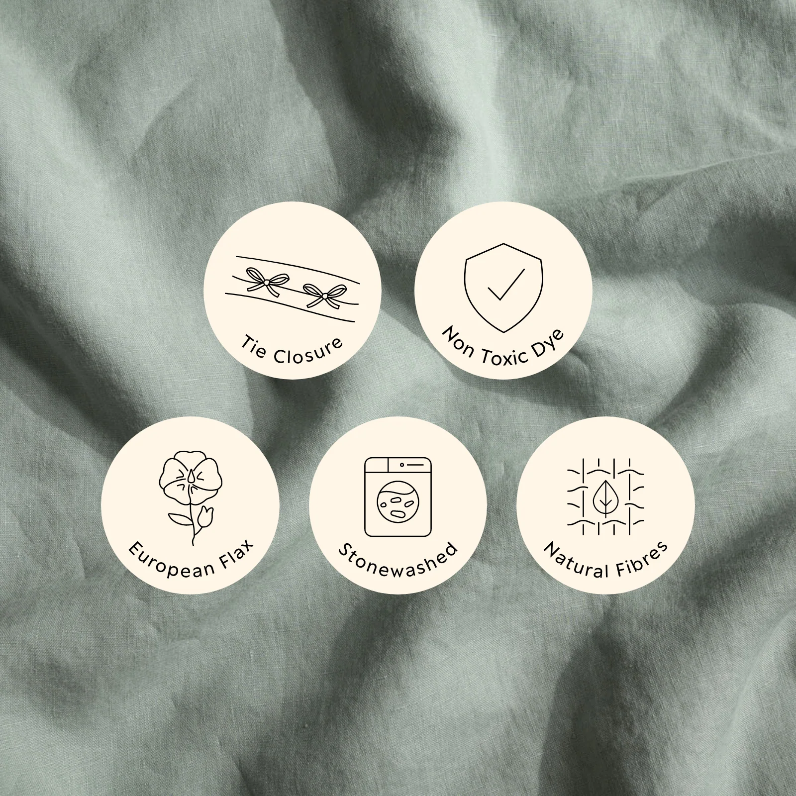 French Flax Linen Double Sided Quilt Cover in Sage/Pinstripe - Image 9