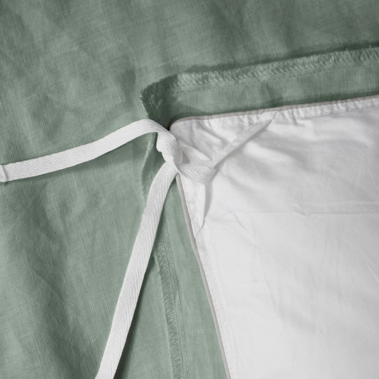 French Flax Linen Double Sided Quilt Cover in Sage/Pinstripe - Image 15