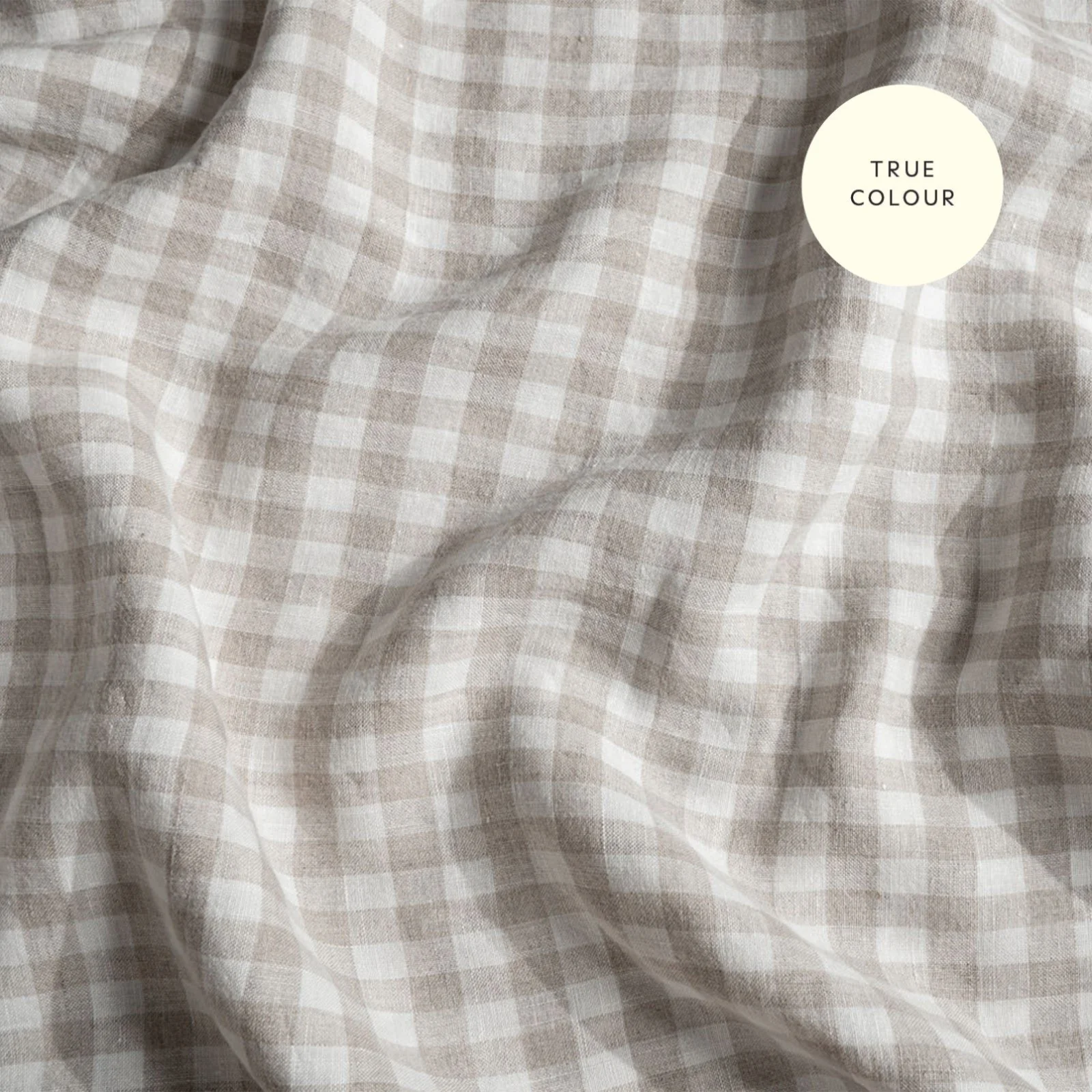 French Flax Linen Fitted Sheet in Beige Gingham - Image 9