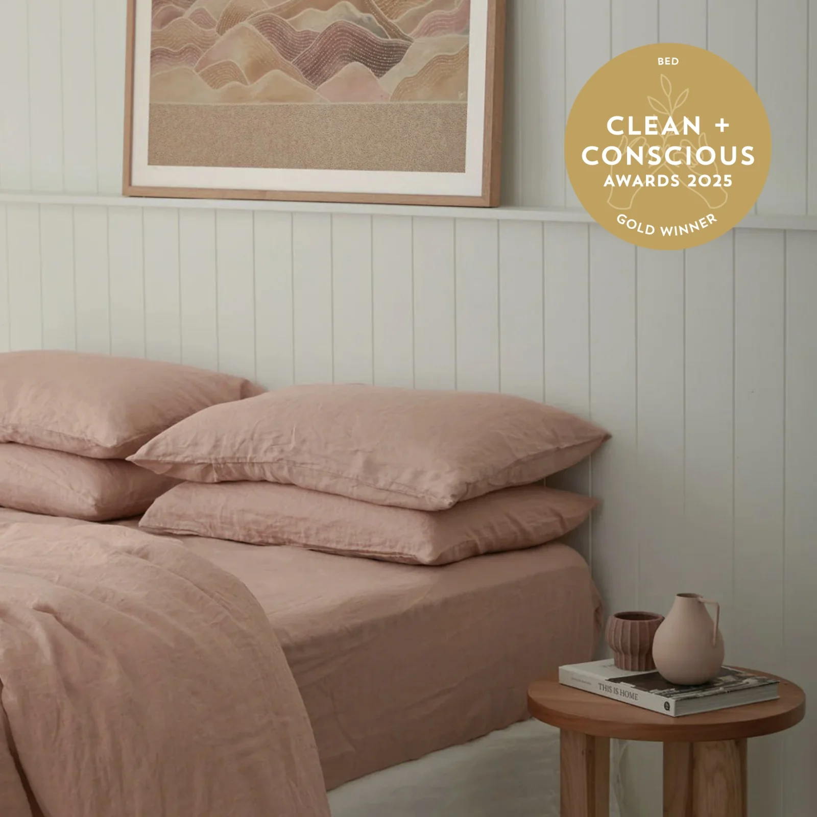 French Flax Linen Fitted Sheet in Clay - Image 5