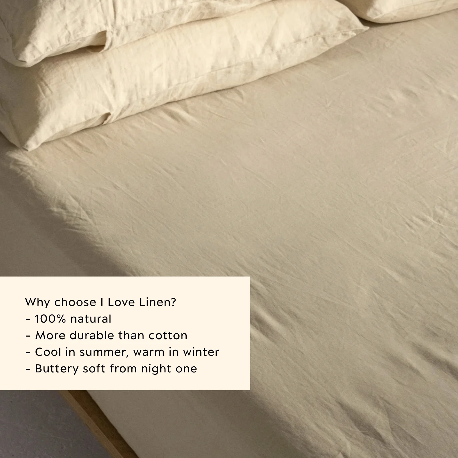 French Flax Linen Fitted Sheet in Creme - Image 3
