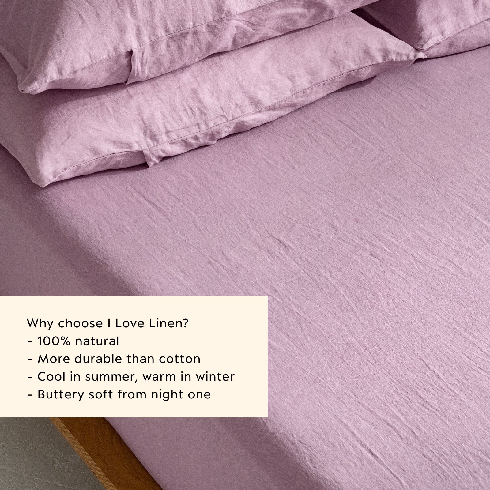 French Flax Linen Fitted Sheet in Lilac - Image 3