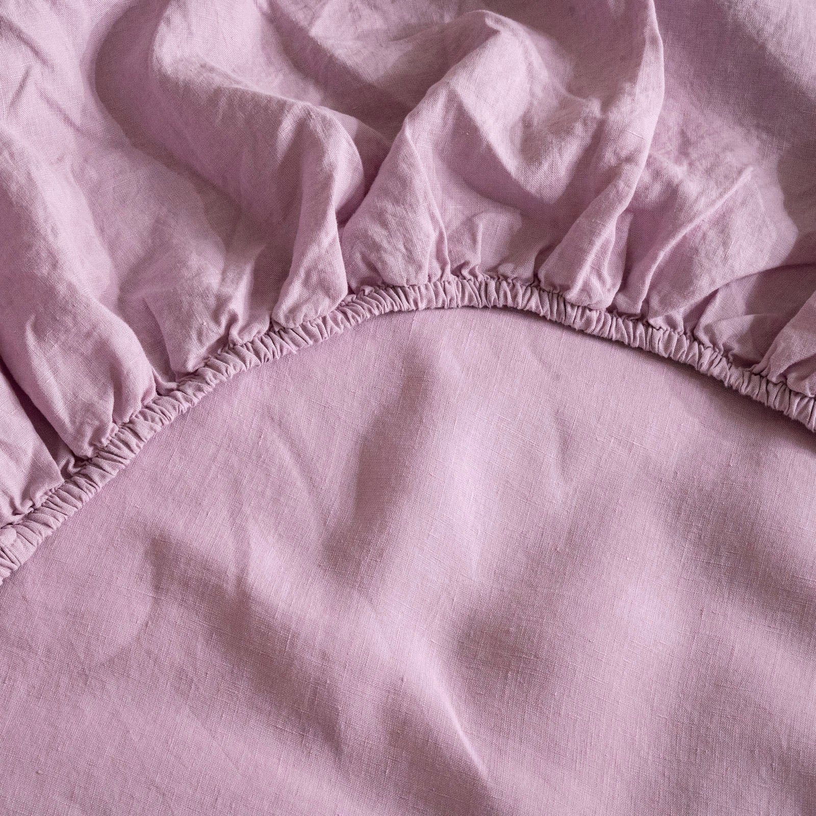 French Flax Linen Fitted Sheet in Lilac - Image 4
