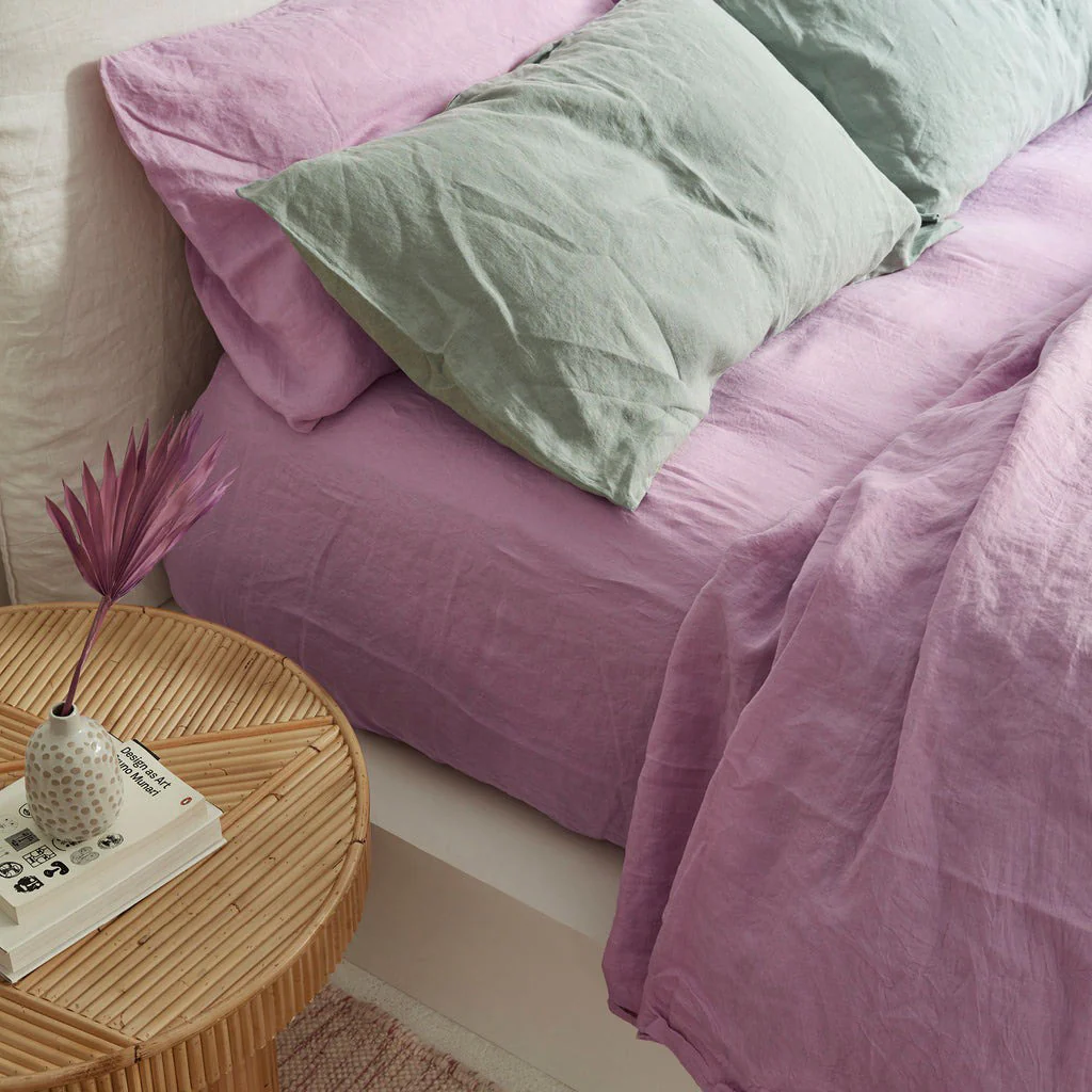 French Flax Linen Fitted Sheet in Lilac - Image 7