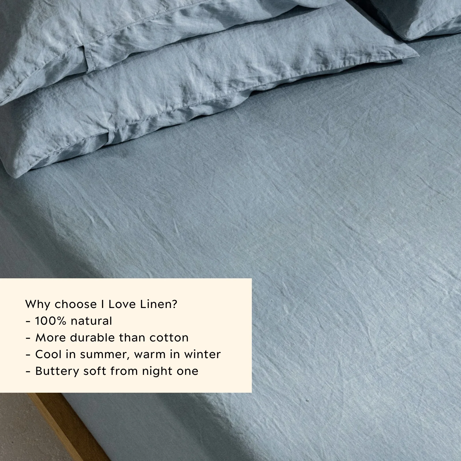 French Flax Linen Fitted Sheet in Marine Blue - Image 3