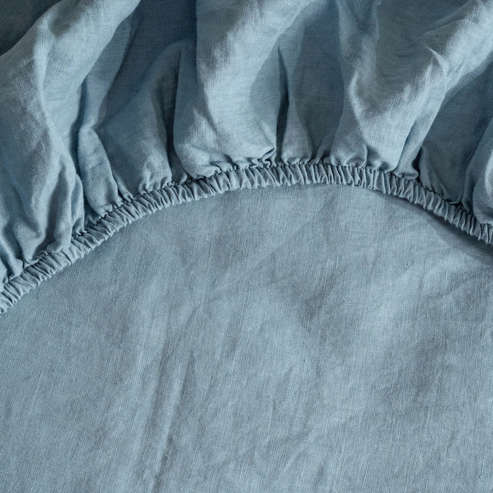 French Flax Linen Fitted Sheet in Marine Blue - Image 6