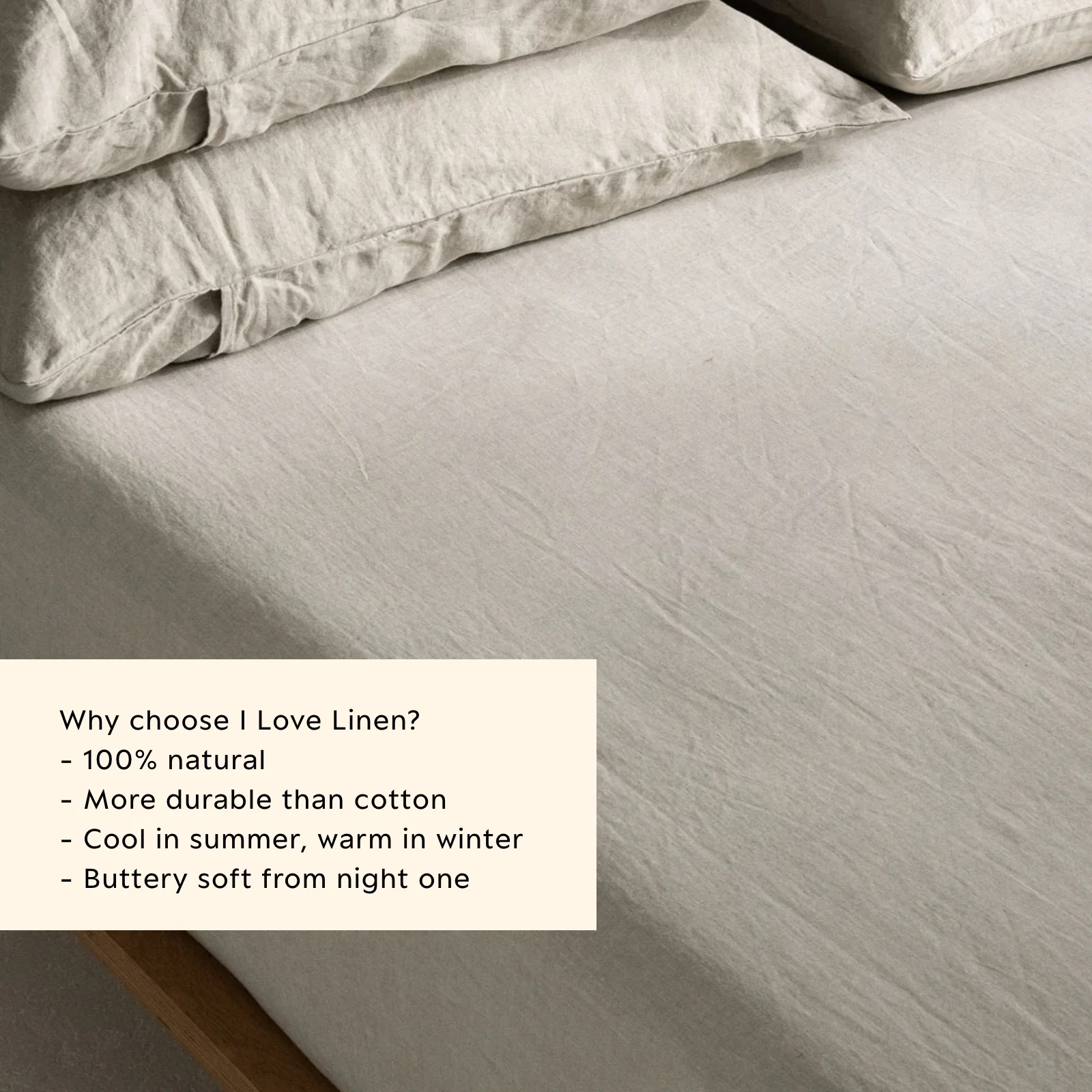 French Flax Linen Fitted Sheet in Natural - Image 3