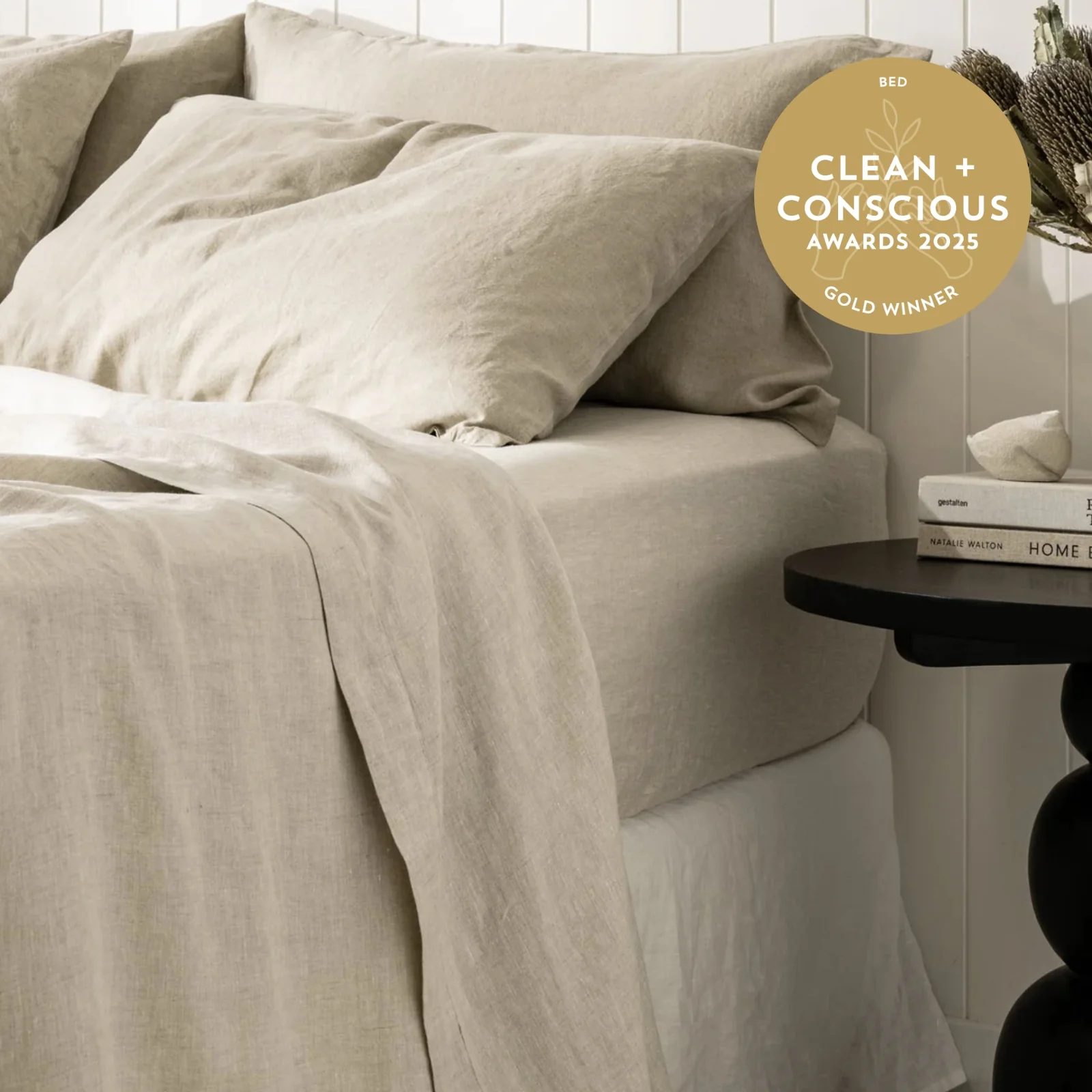 French Flax Linen Fitted Sheet in Natural - Image 5