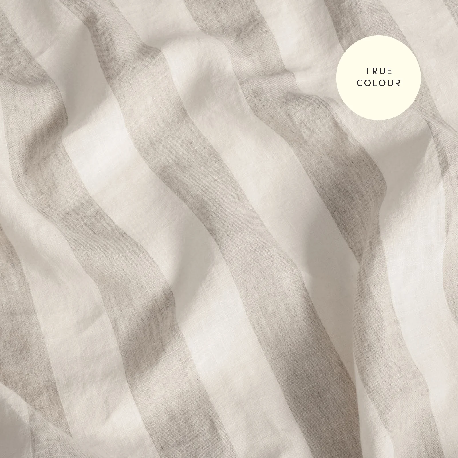 French Flax Linen Fitted Sheet in Natural Thick Stripe - Image 9