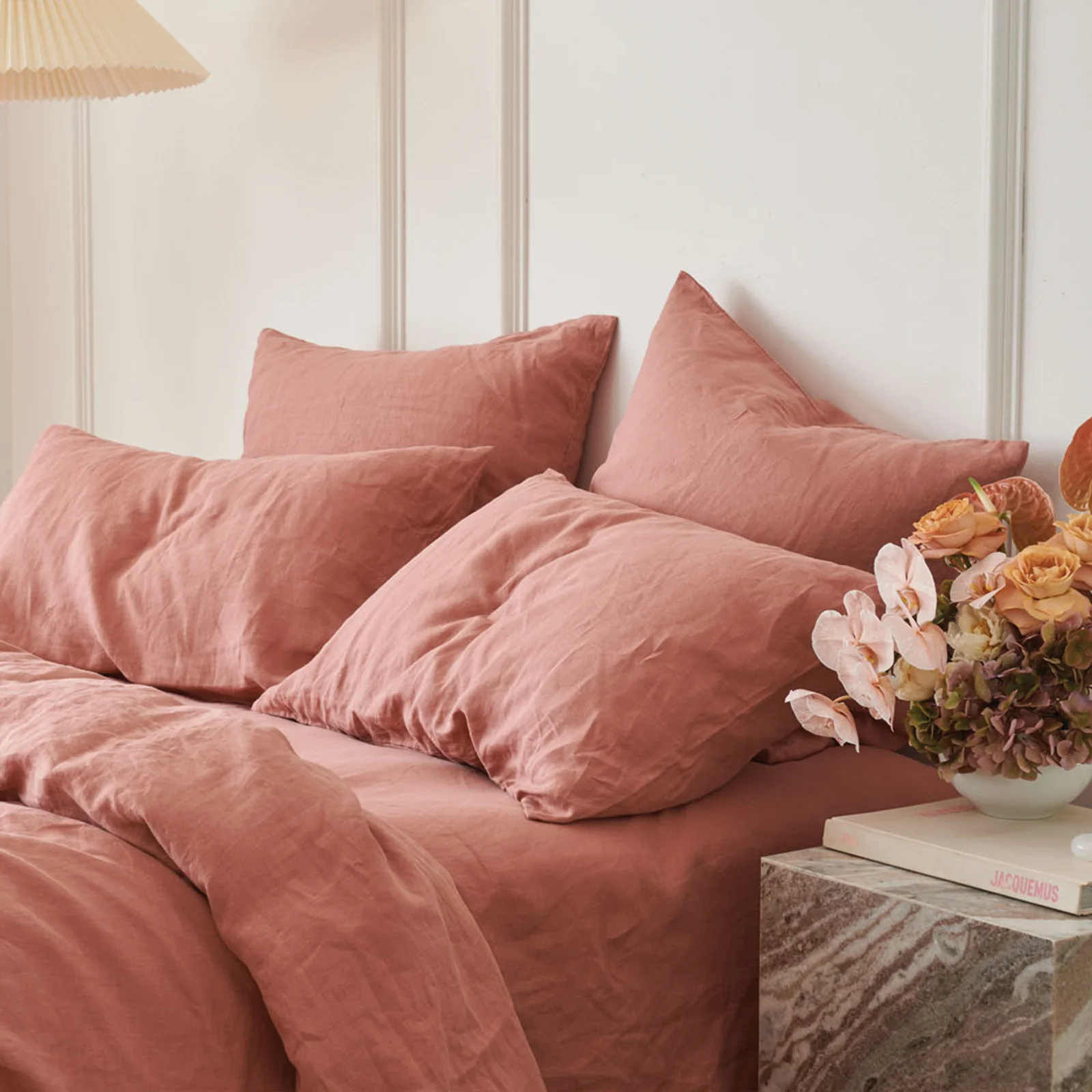 French Flax Linen Fitted Sheet in Rosa - Image 10