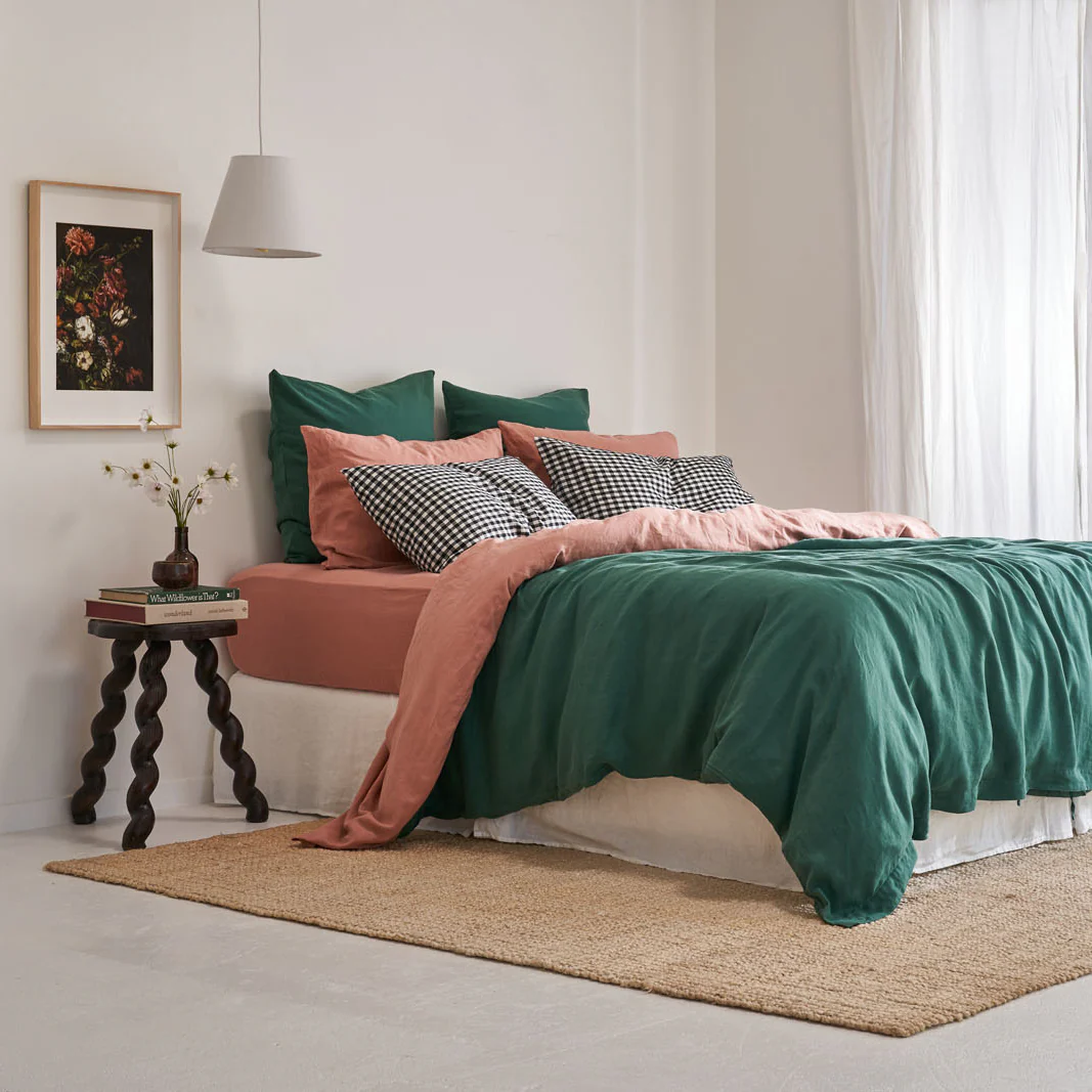 French Flax Linen Fitted Sheet in Rosa - Image 7