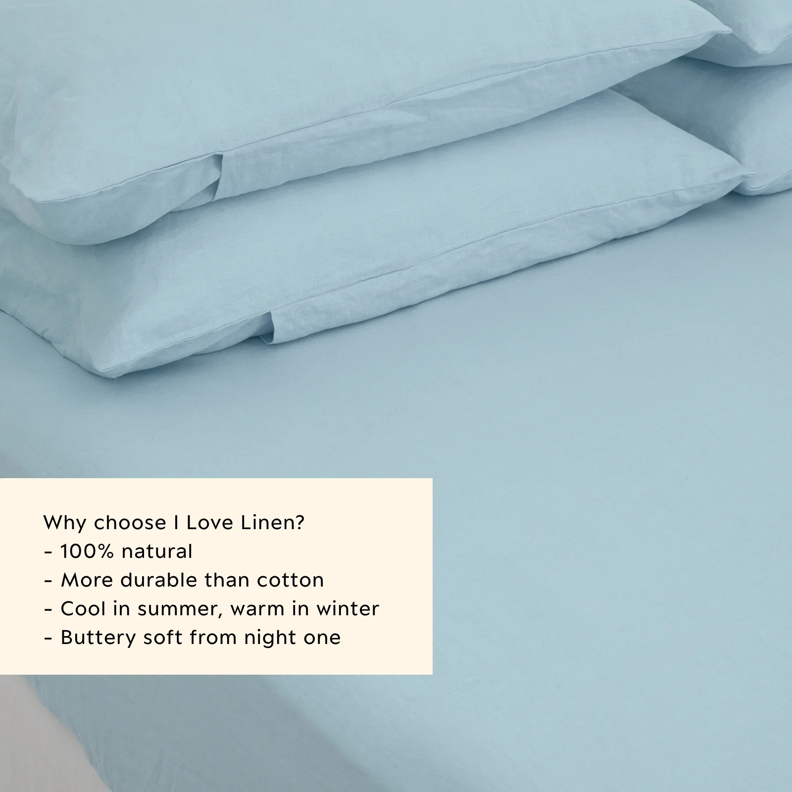 French Flax Linen Fitted Sheet in Sky Blue - Image 3