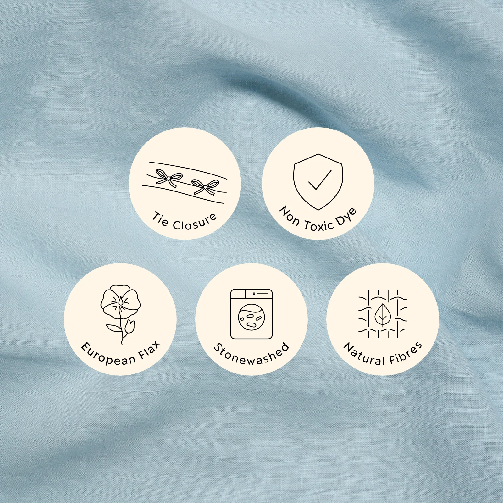 French Flax Linen Quilt Cover Set in Sky Blue - Image 8