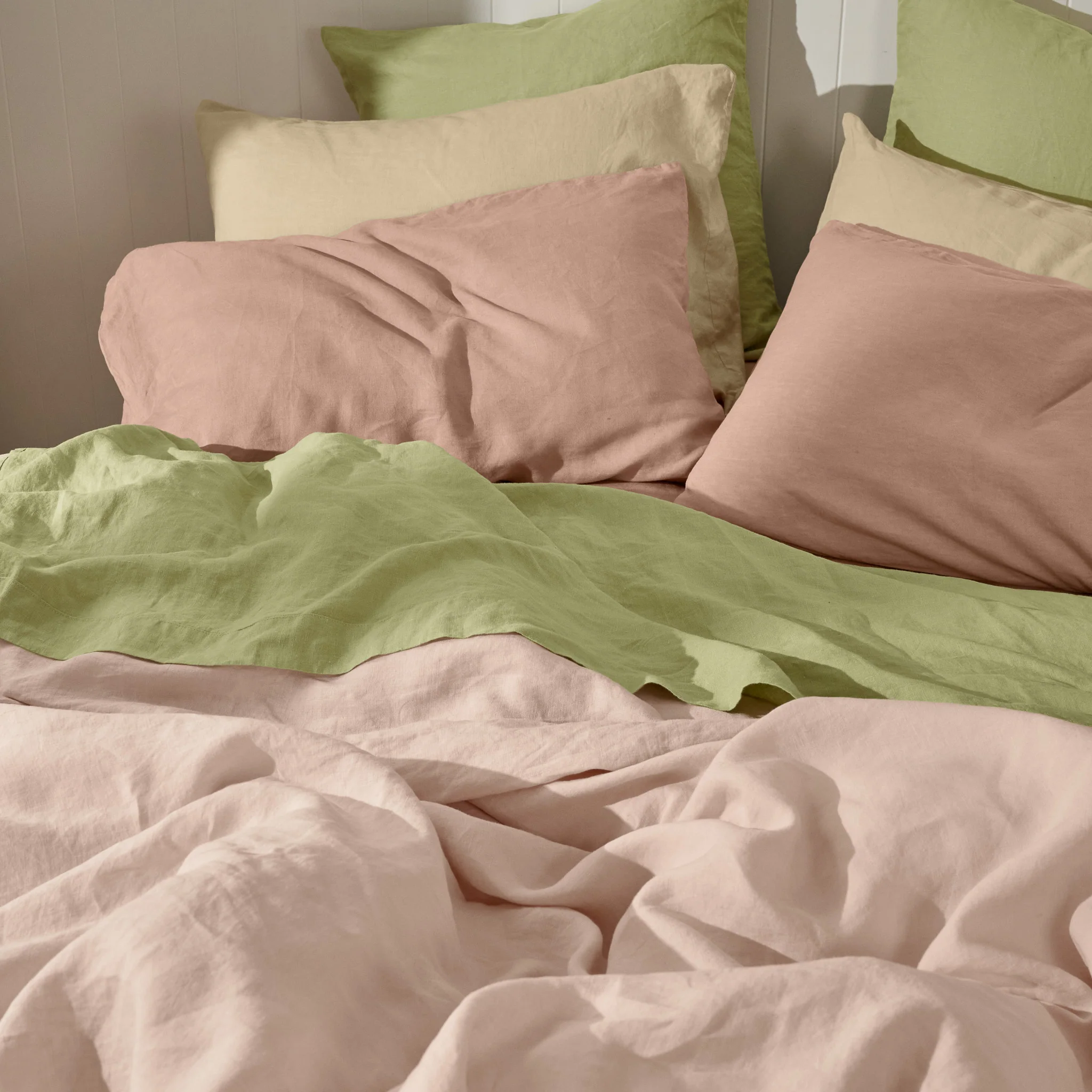 French Flax Linen Flat Sheet in Matcha - Image 10