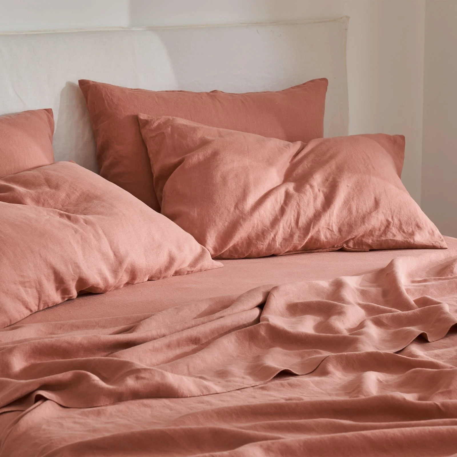 French Flax Linen Flat Sheet in Rosa - Image 6