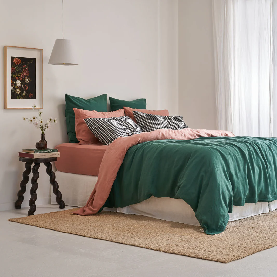 French Flax Linen Flat Sheet in Rosa - Image 8