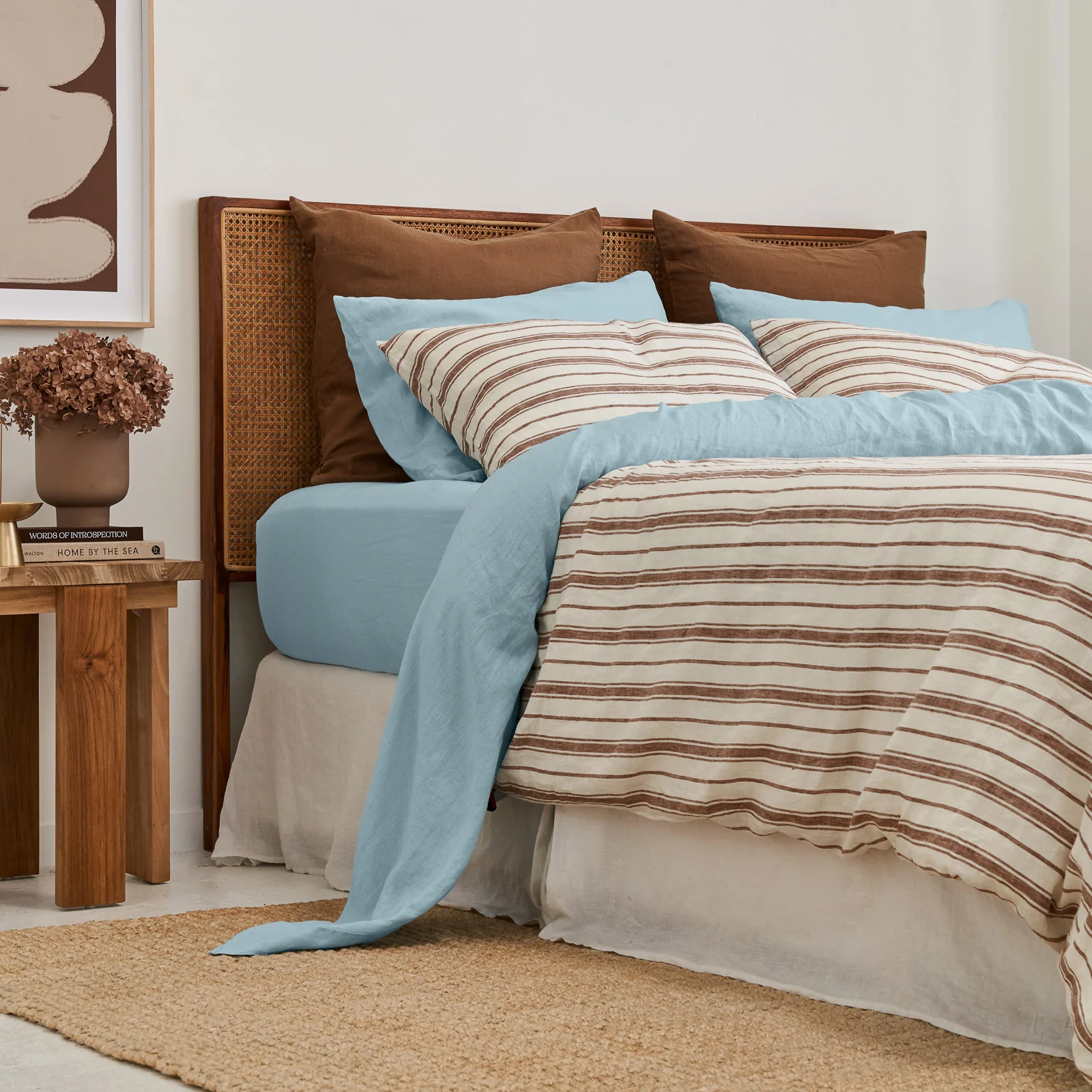 French Flax Linen Flat Sheet in Sky Blue - Image 7