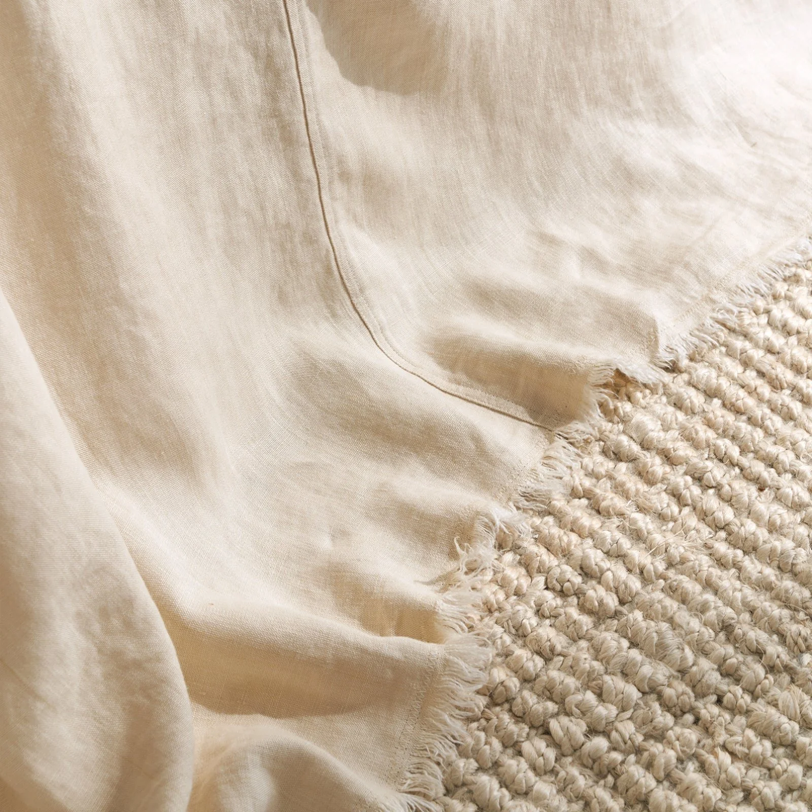 French Flax Linen Heavy Bedcover in Creme - Image 5