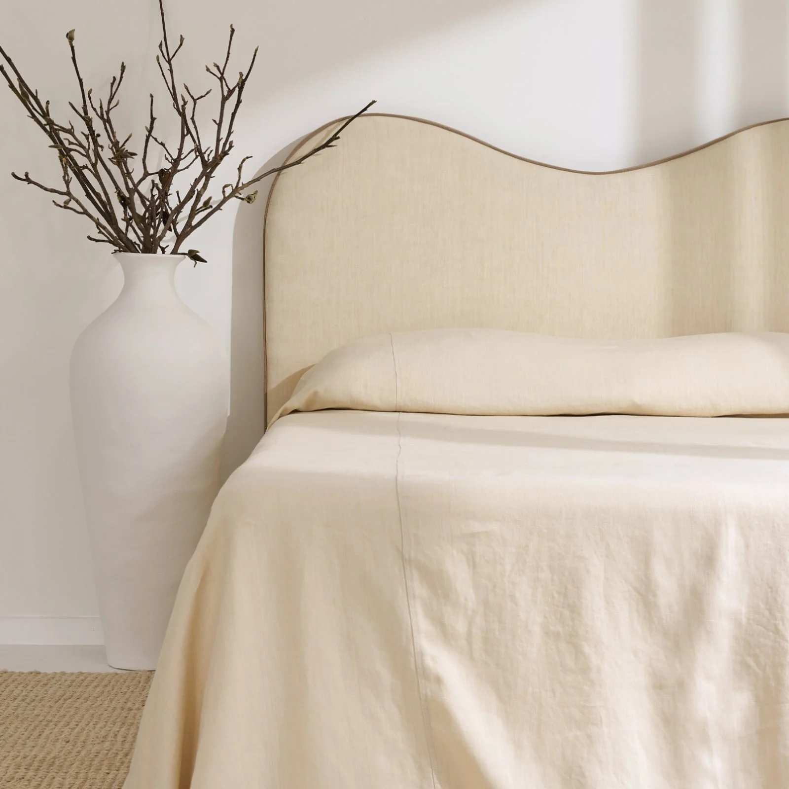French Flax Linen Heavy Bedcover in Creme - Image 6