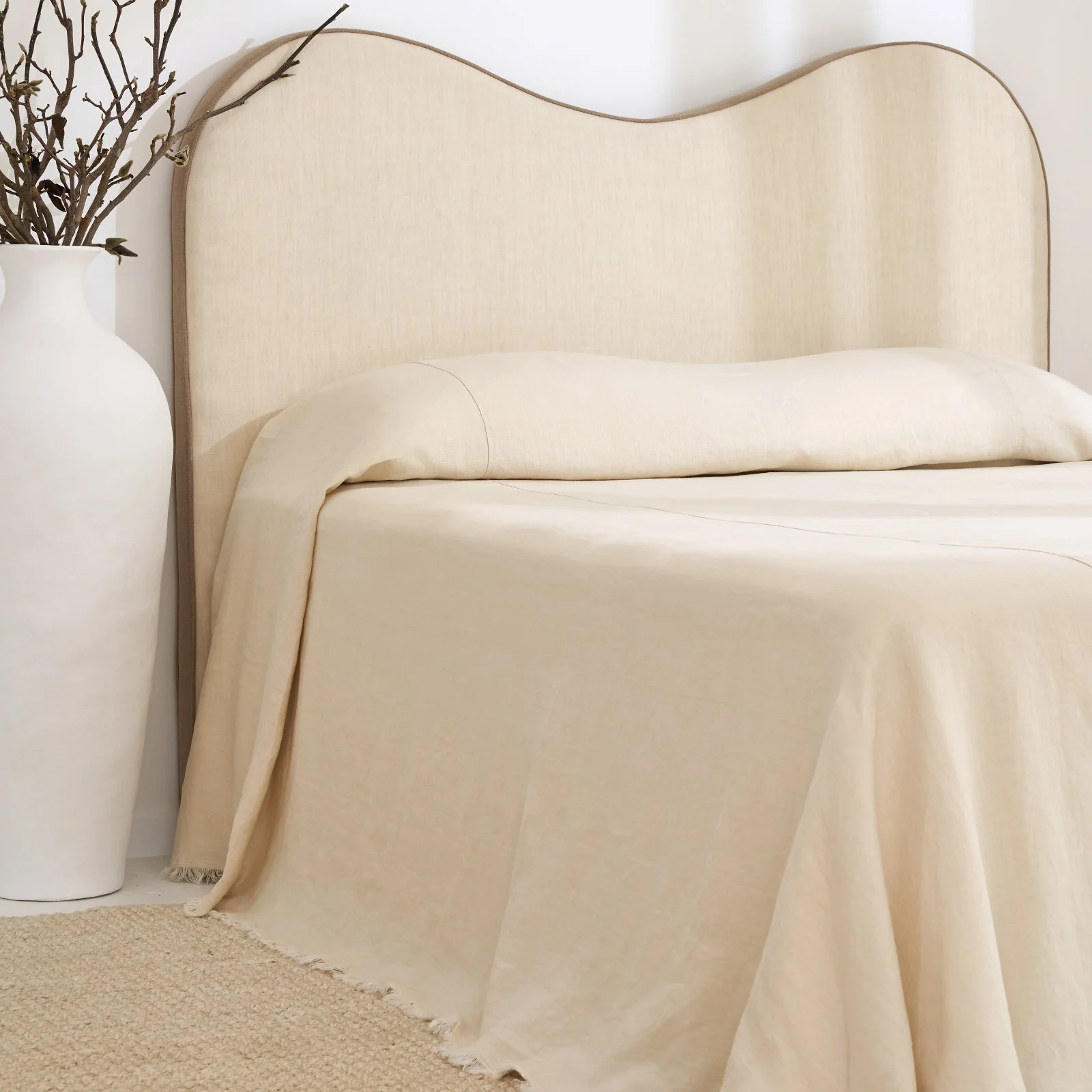 French Flax Linen Heavy Bedcover in Creme - Image 7