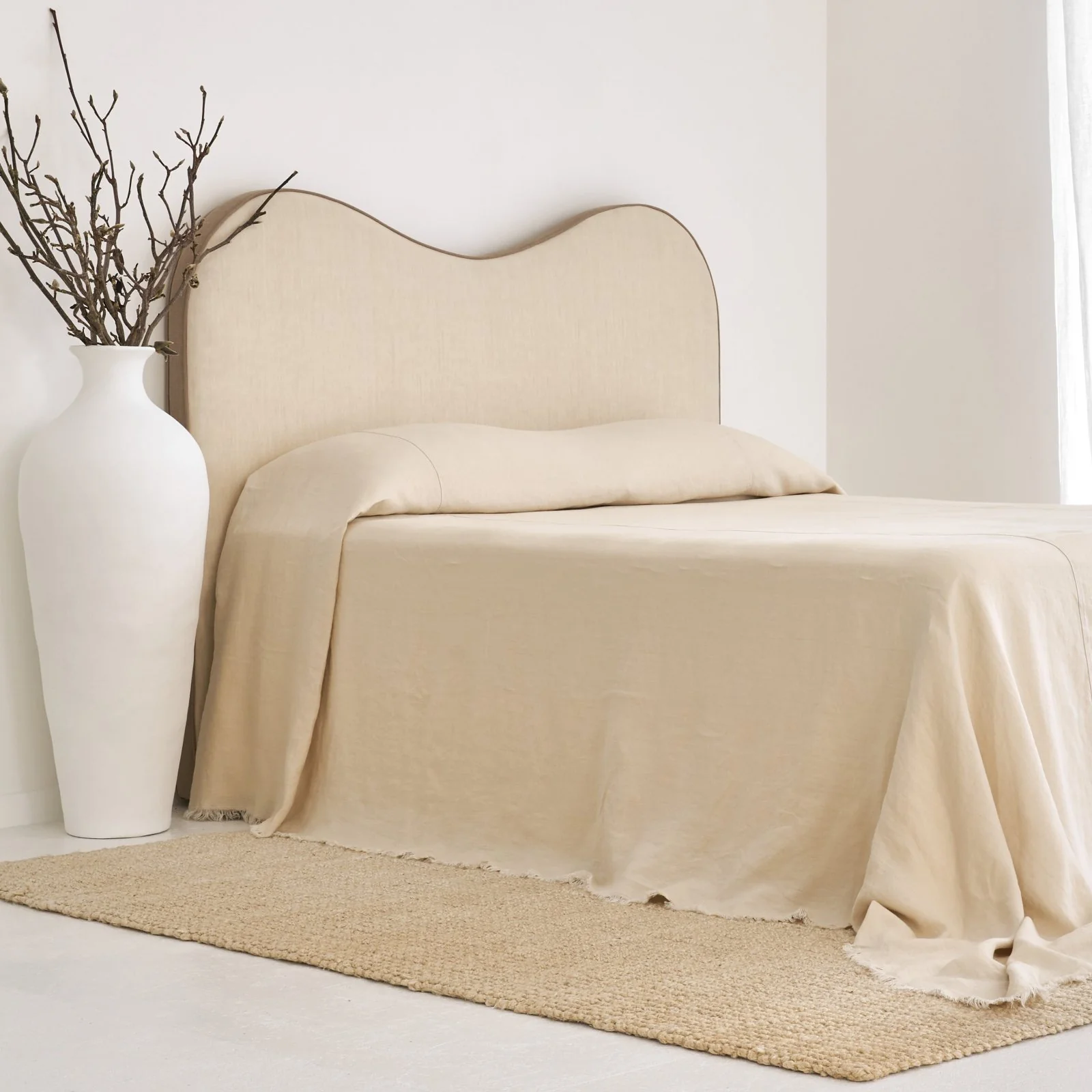 French Flax Linen Heavy Bedcover in Creme - Image 8