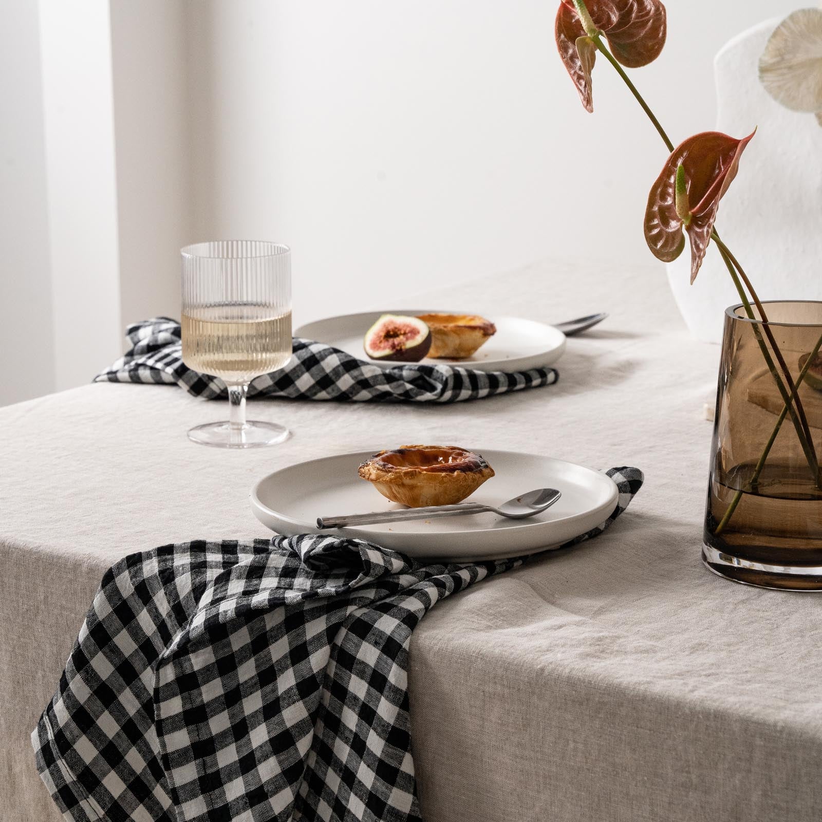 French Flax Linen Napkins (Set of 4) in Charcoal Gingham - Image 4