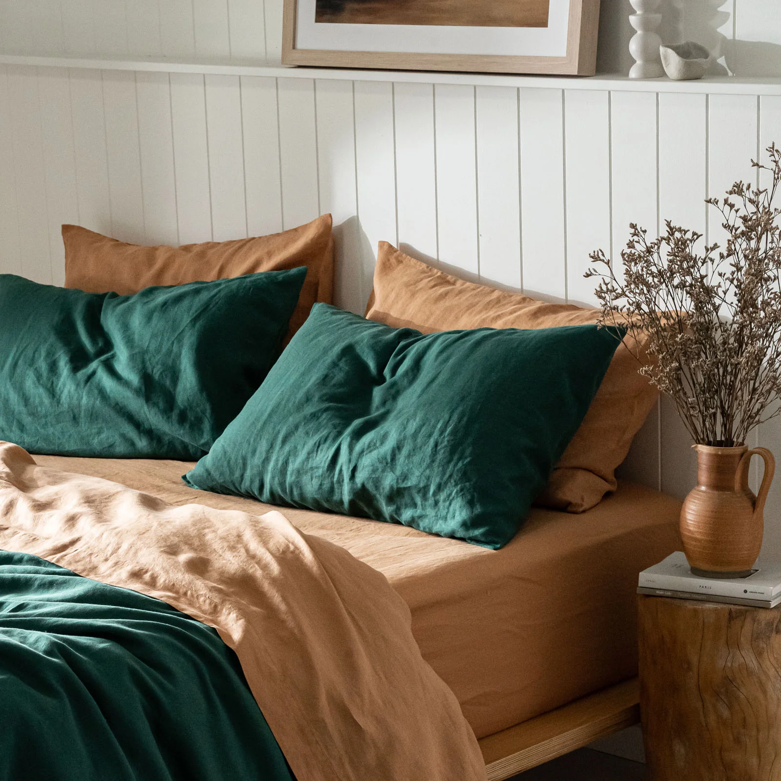 French Flax Linen Pillowcase Set in Jade - Image 11