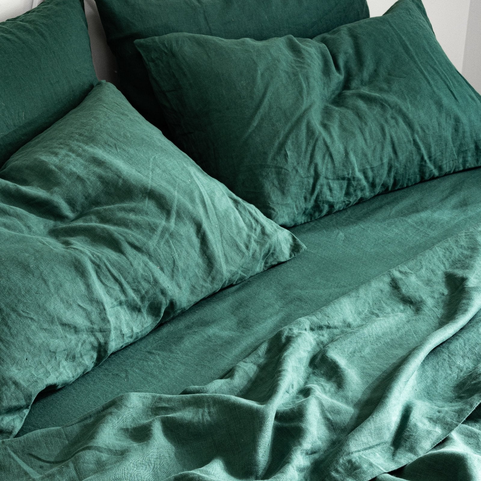 French Flax Linen Pillowcase Set in Jade - Image 4