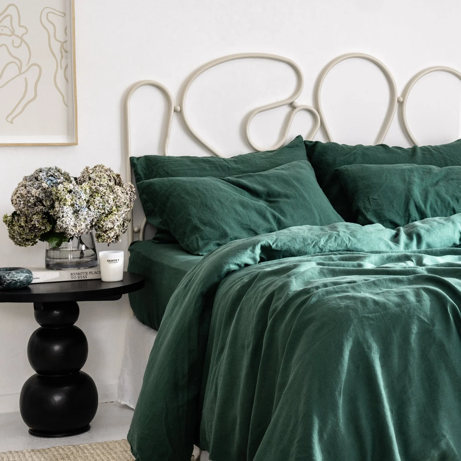 French Flax Linen Pillowcase Set in Jade - Image 5