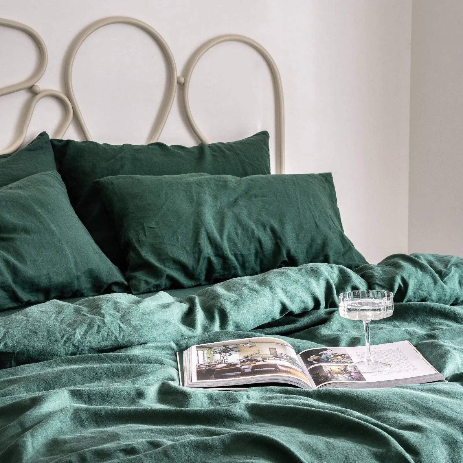 French Flax Linen Pillowcase Set in Jade - Image 8