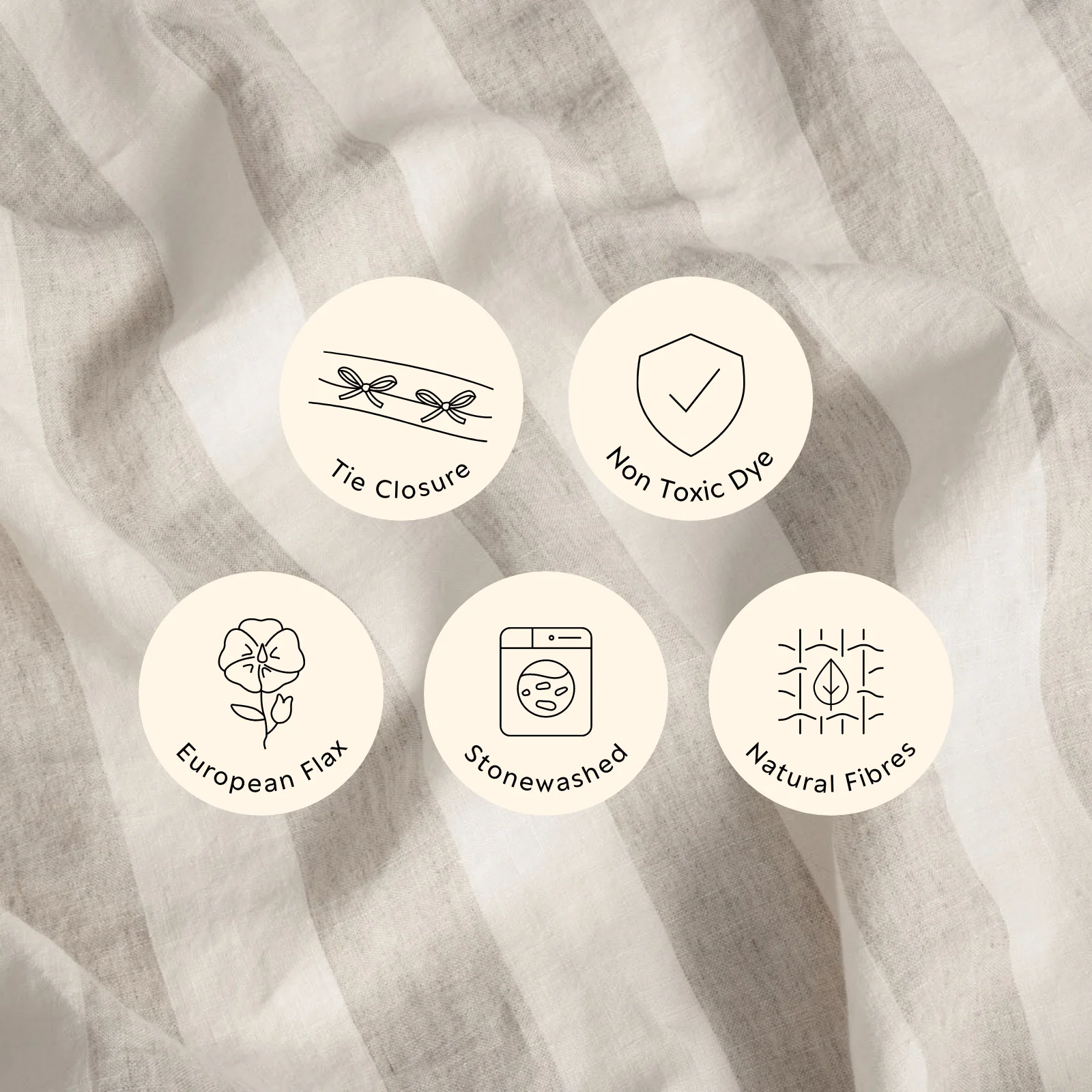 French Flax Linen Fitted Sheet in Natural Thick Stripe - Image 7