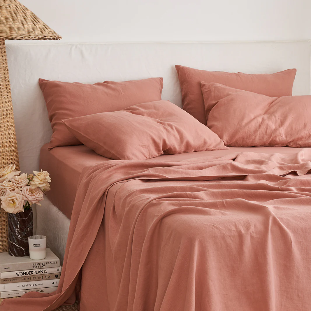French Flax Linen Pillowcase Set in Rosa - Image 8
