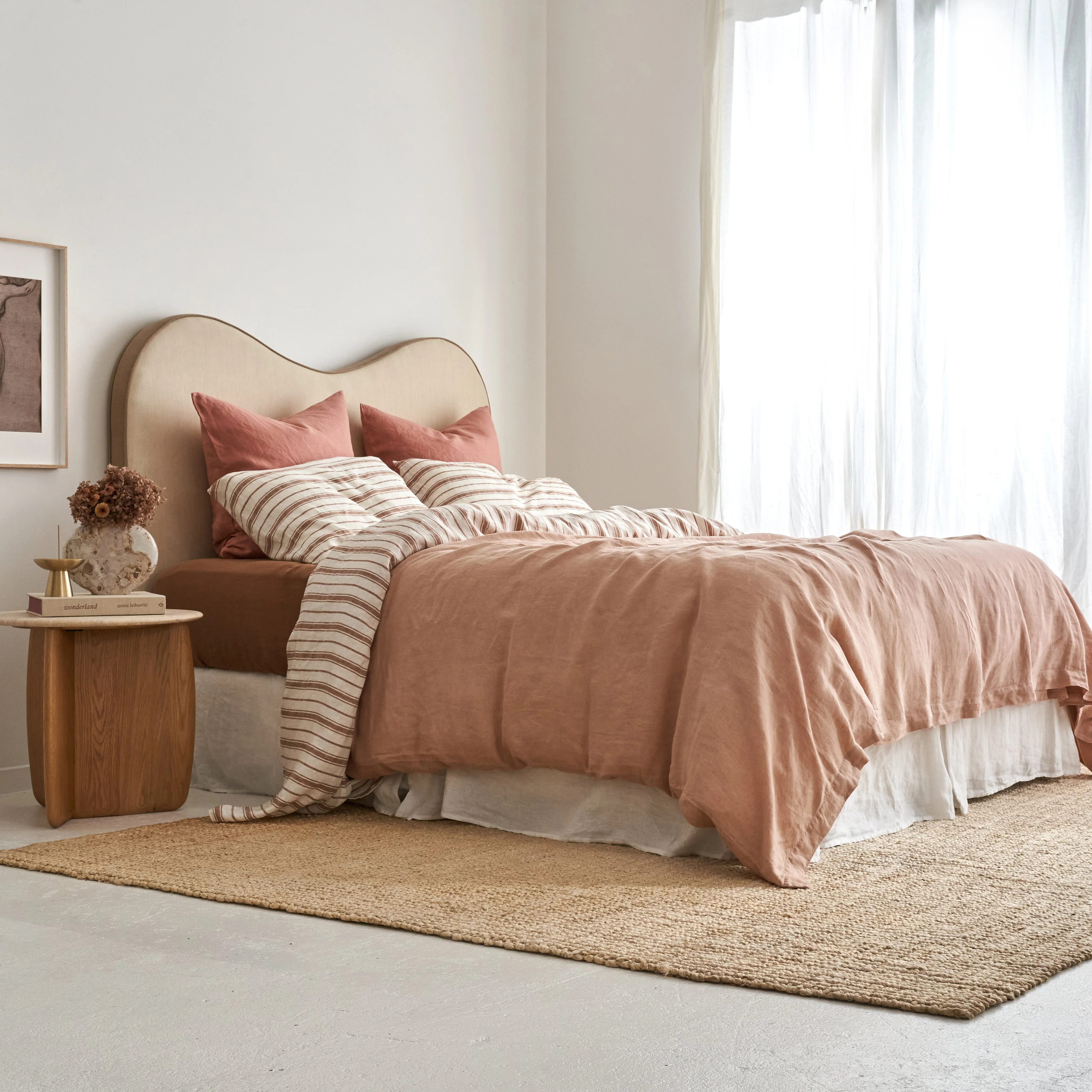 French Flax Linen Quilt Cover in Clay - Image 5