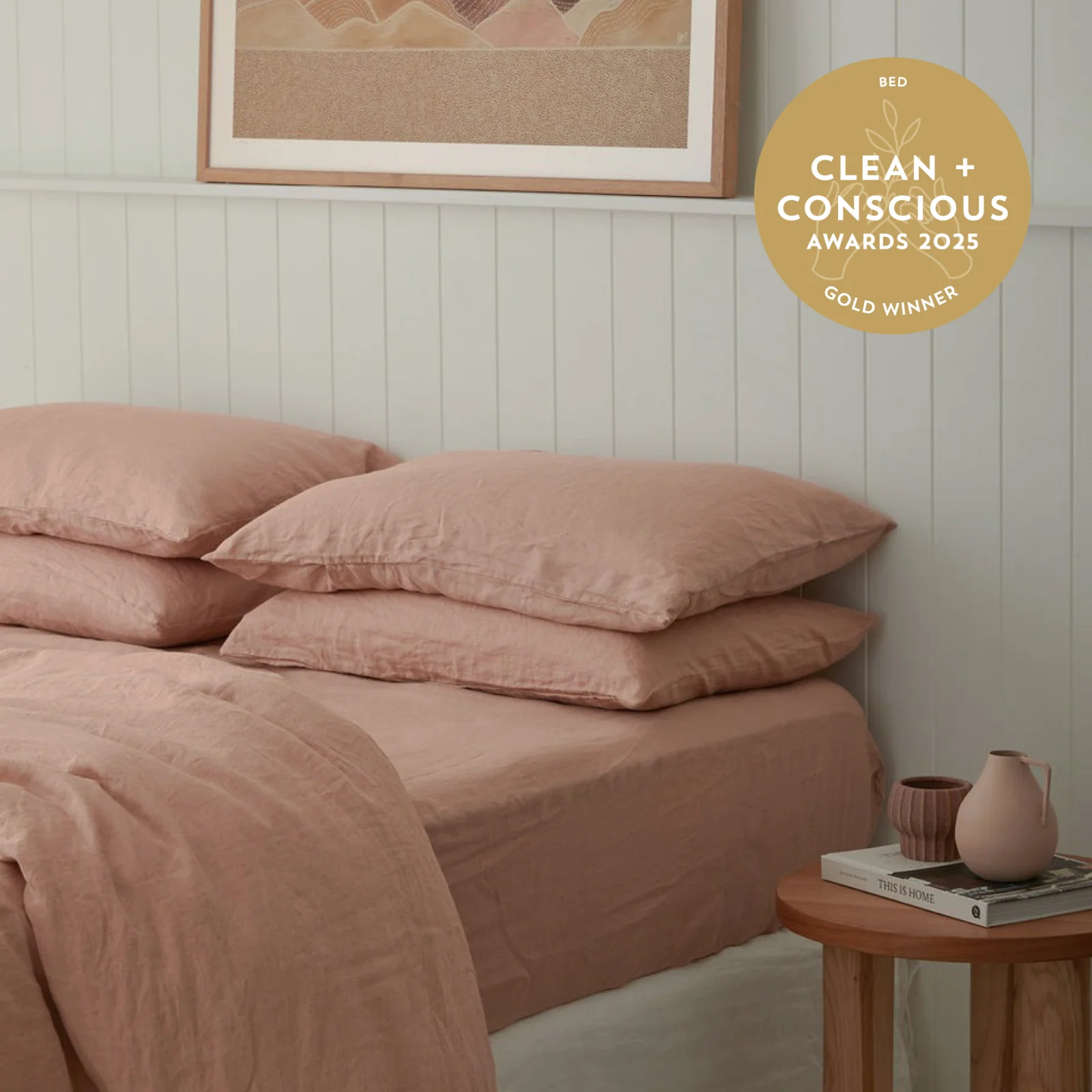 French Flax Linen Quilt Cover in Clay - Image 6