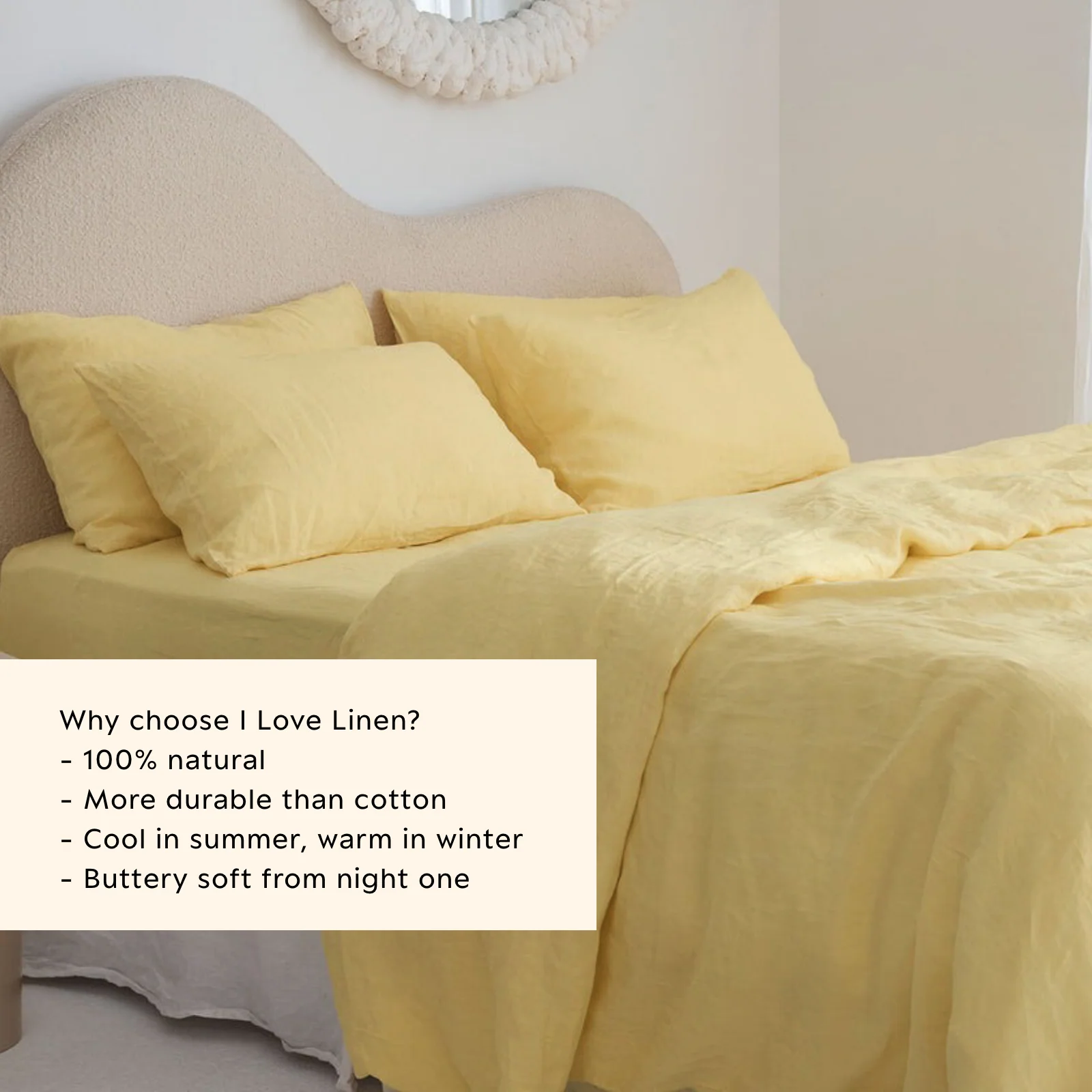 French Flax Linen Quilt Cover in Daisy - Image 4