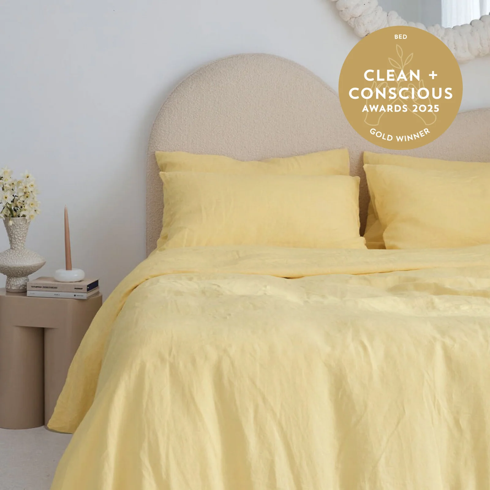 French Flax Linen Quilt Cover in Daisy - Image 5