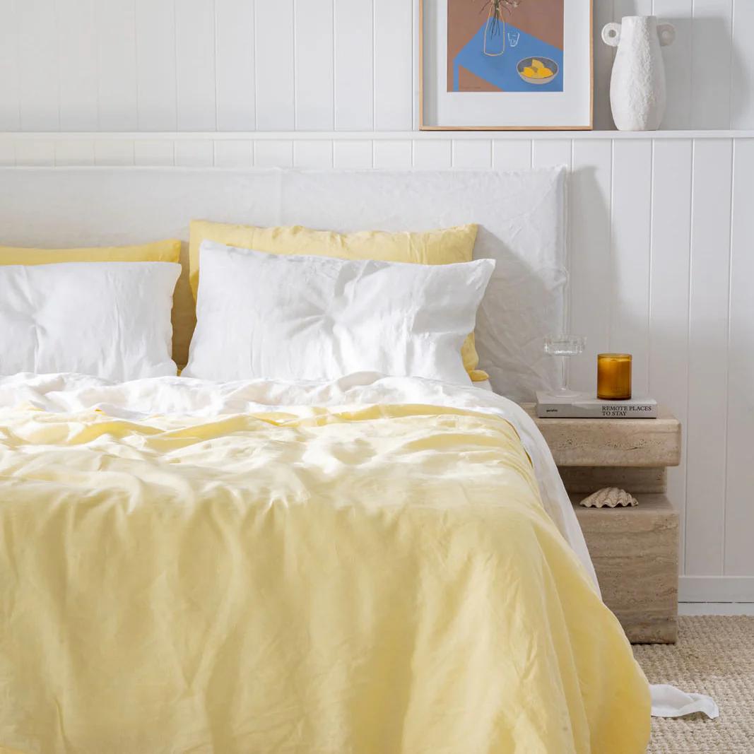 French Flax Linen Quilt Cover in Daisy - Image 8