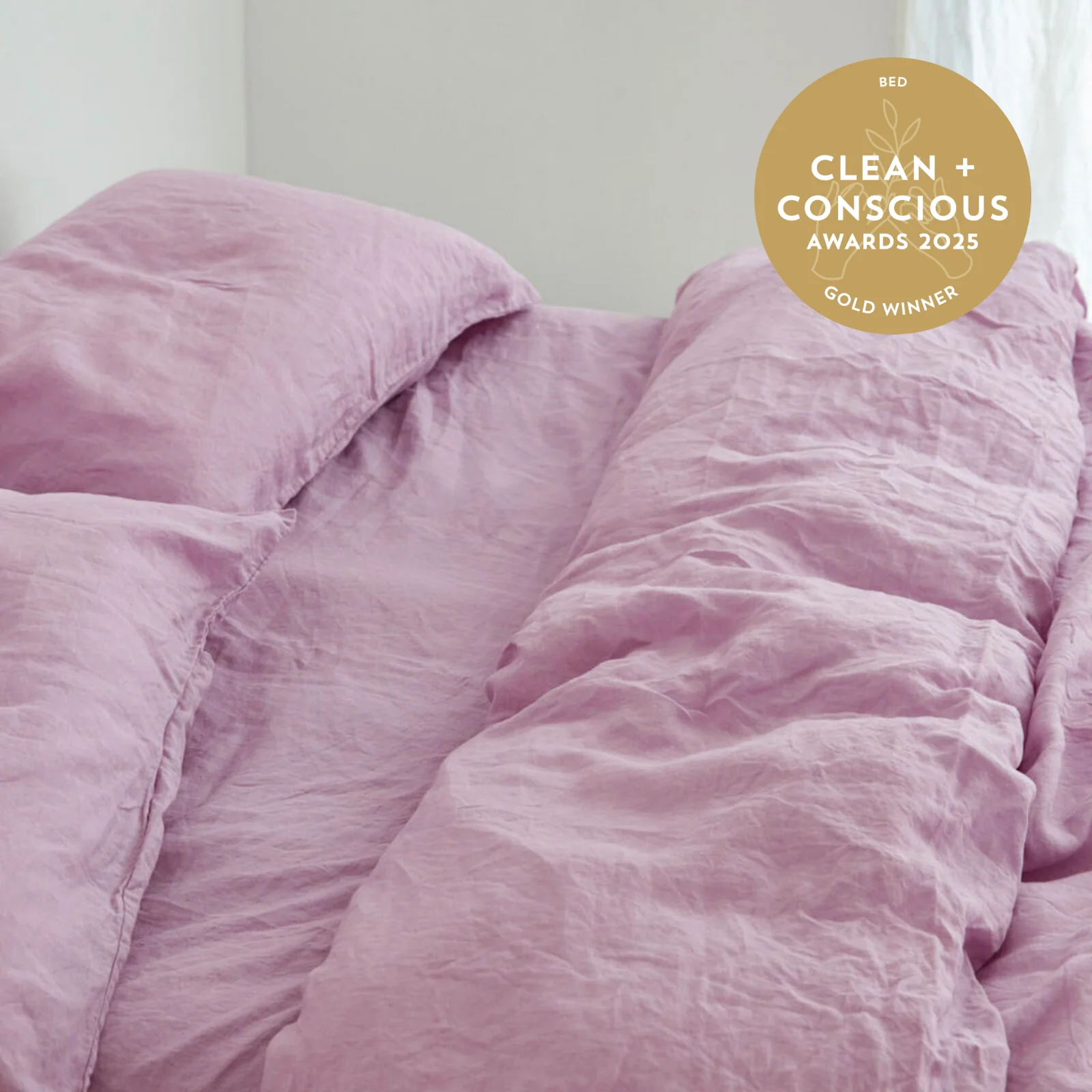 French Flax Linen Quilt Cover in Lilac - Image 6